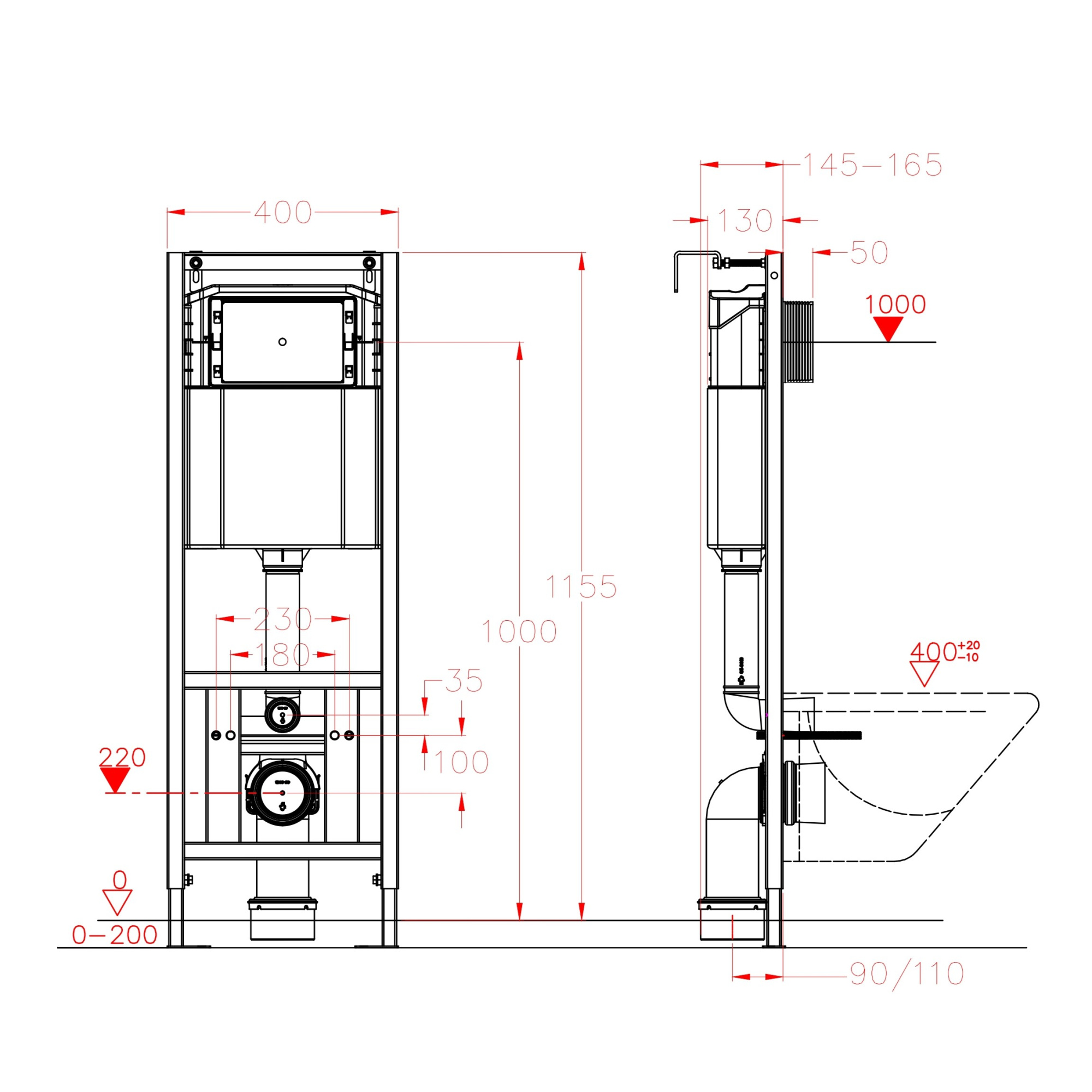 Инсталляция EvaGold 400 для подвесного унитаза