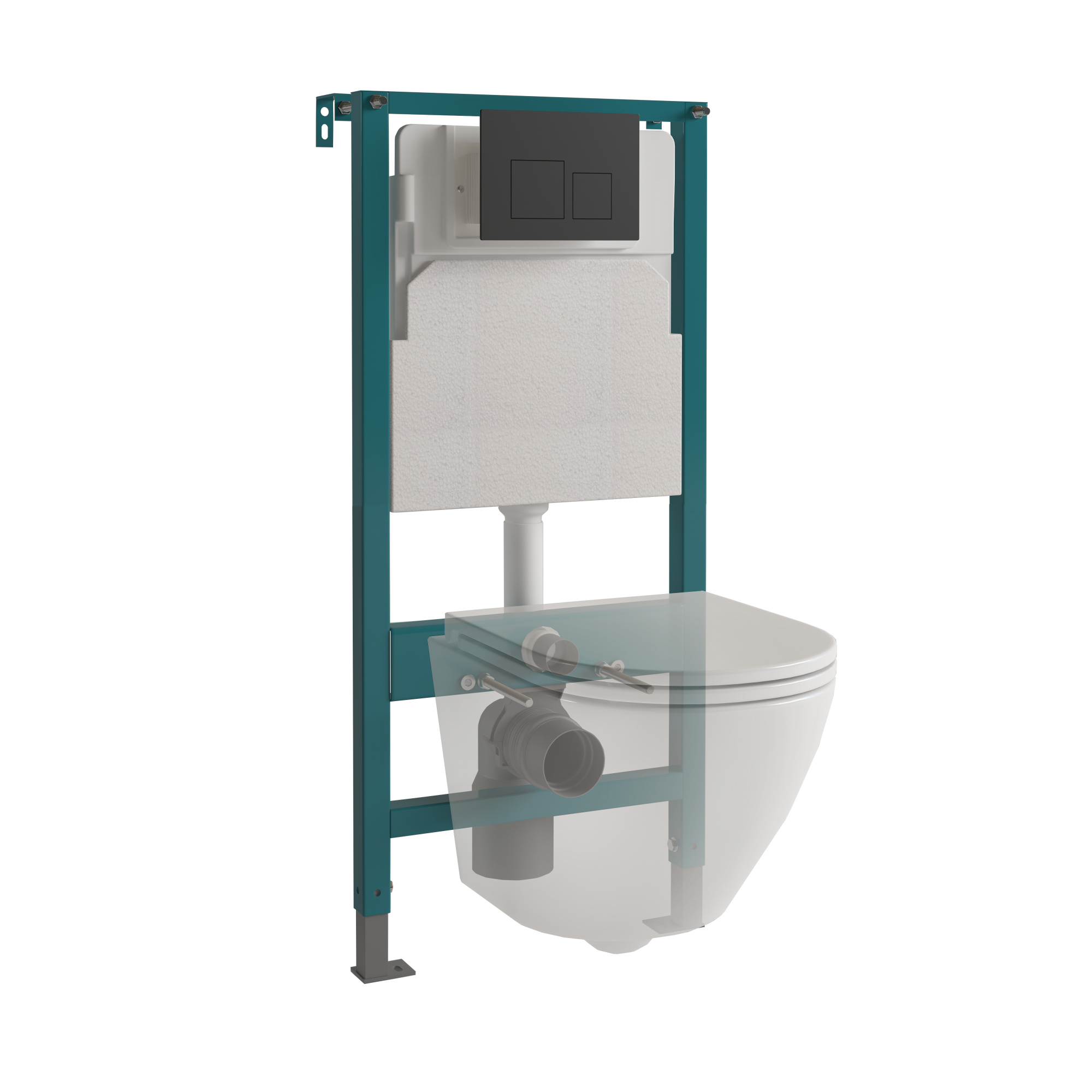 Кнопка смыва EvaGold 05, пластик квадрат черный матовый для инсталляции EvaGold 400 и EvaGold 500