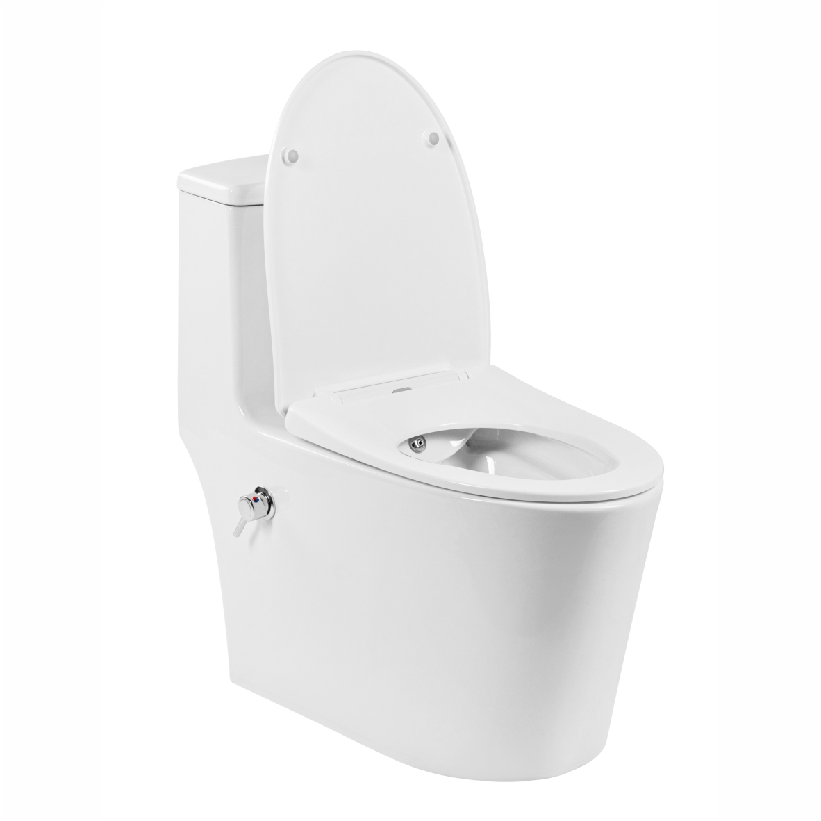 Унитаз-моноблок 5003B с биде безободковый, сиденье тонкое ДП, арматура (с гофрой и подводкой)