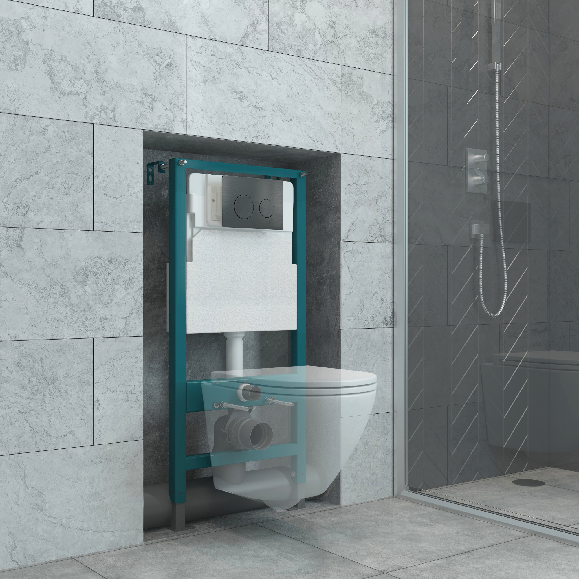 Кнопка смыва EvaGold 03, пластик круг оружейная сталь для инсталляции EvaGold 400 и EvaGold 500