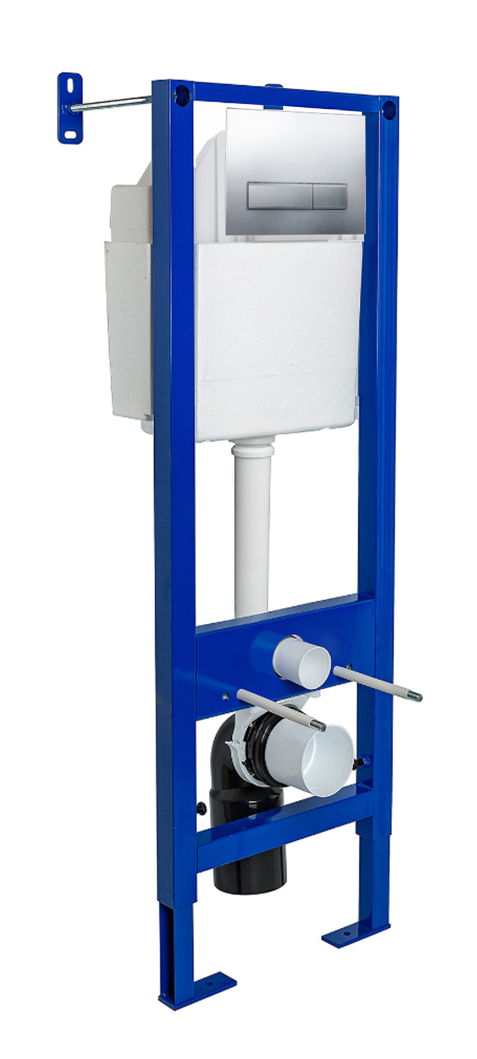 Инсталляция BERGES для скрытого монтажа унитаза АТОМ Line 410 кнопка хром глянец (41 см 