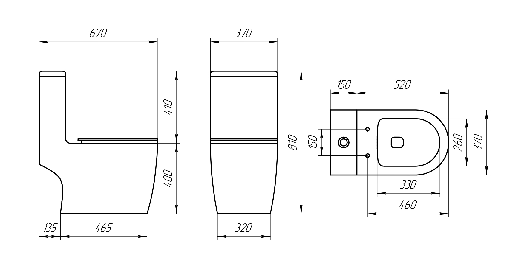 Унитаз-моноблок 5005 безободковый, сиденье тонкое ДП, арматура (с гофрой и подводкой)
