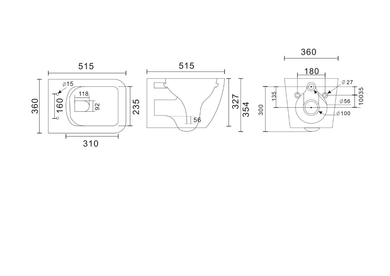 Унитаз подвесной EG133T с круговым смывом безободковый, сиденье тонкое ДП, крепления