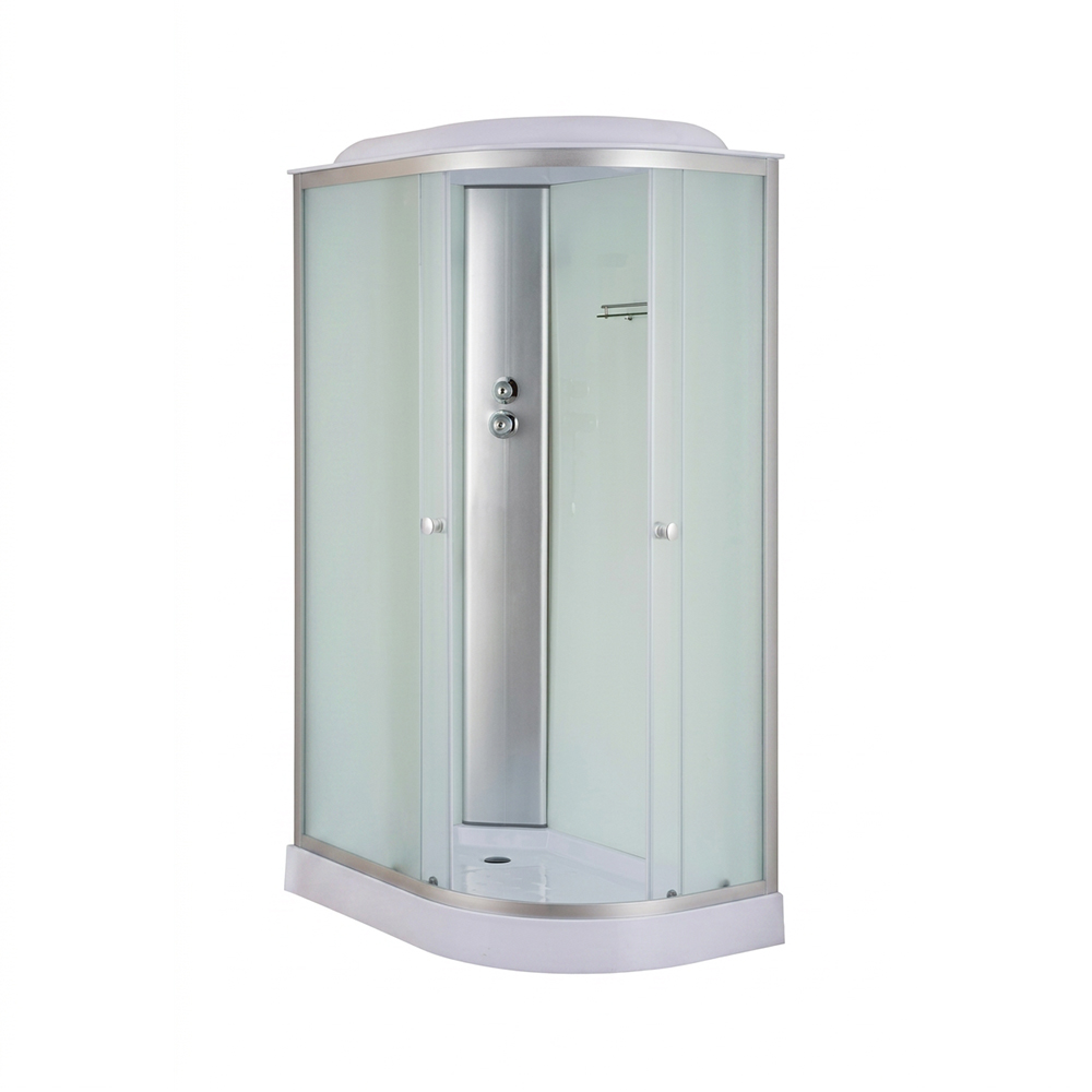 ДК EvaGold прямоугольная левая F121WS-L (80*120 низ. под., рифл. стек., белая стен., хром матовый проф. 3к)