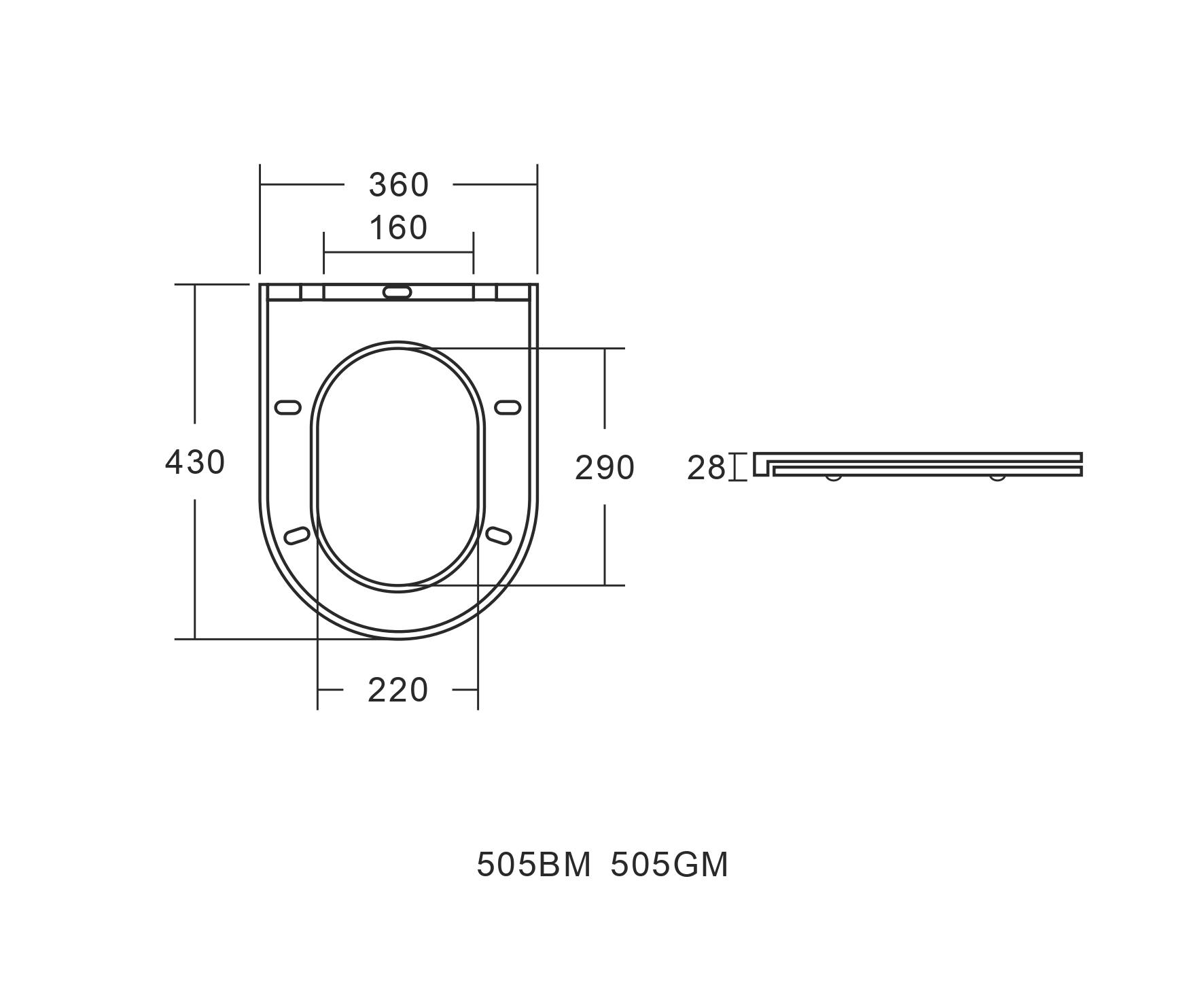 Сиденье ДП с доводчиком для унитаза K505GM, EG505Gray