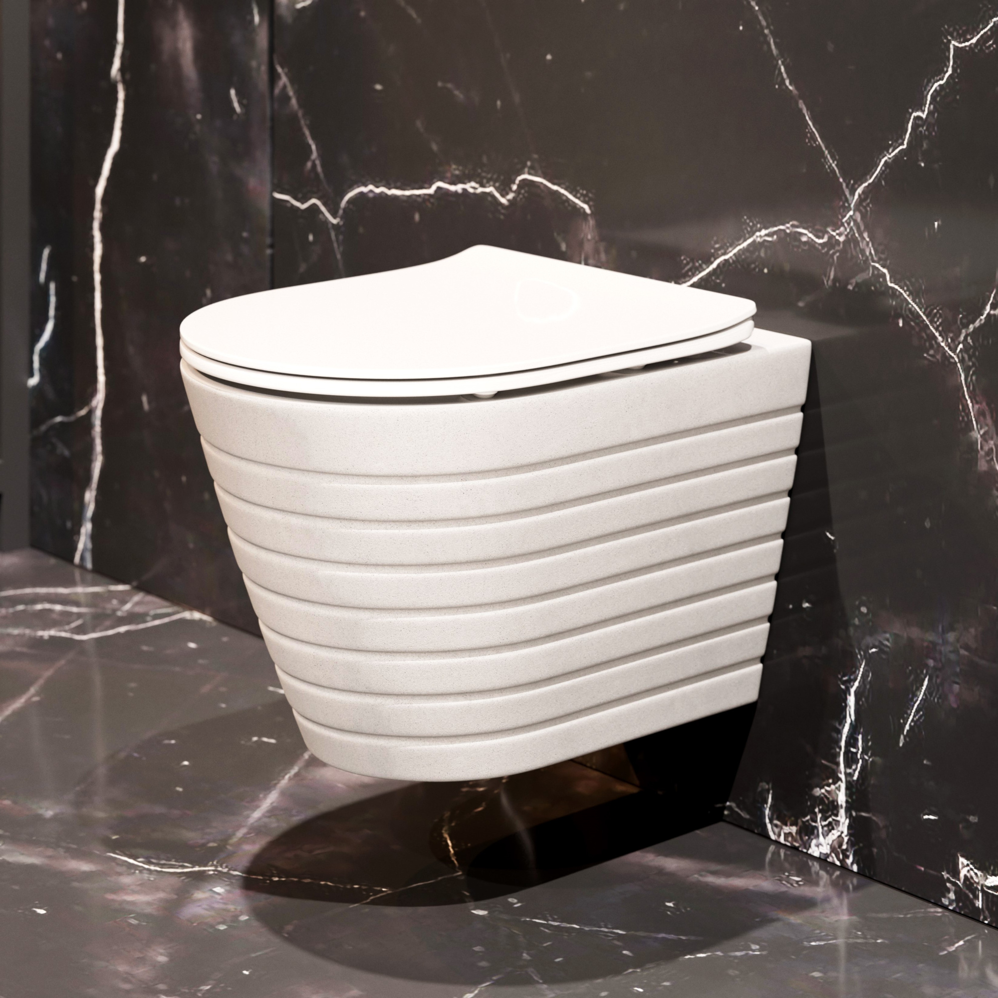 Унитаз подвесной K703 безободковый, сиденье тонкое ДП, крепления