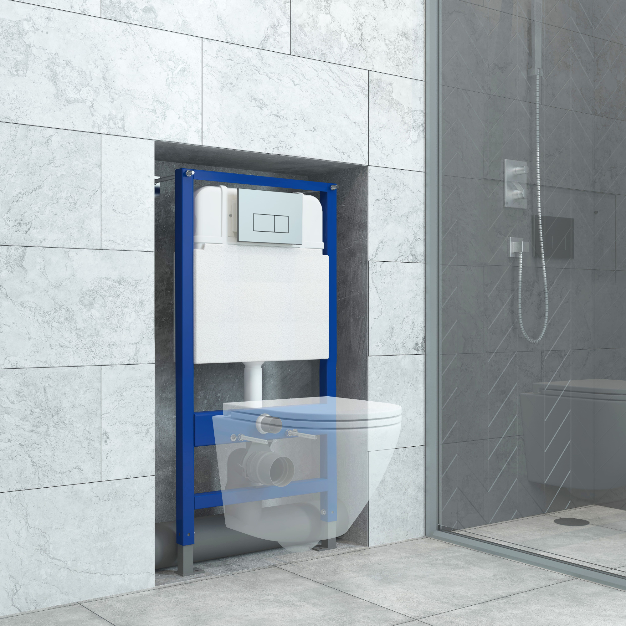 Кнопка смыва EvaGold 545-11 пластик прямоугольник хром матовый для инсталляции 545