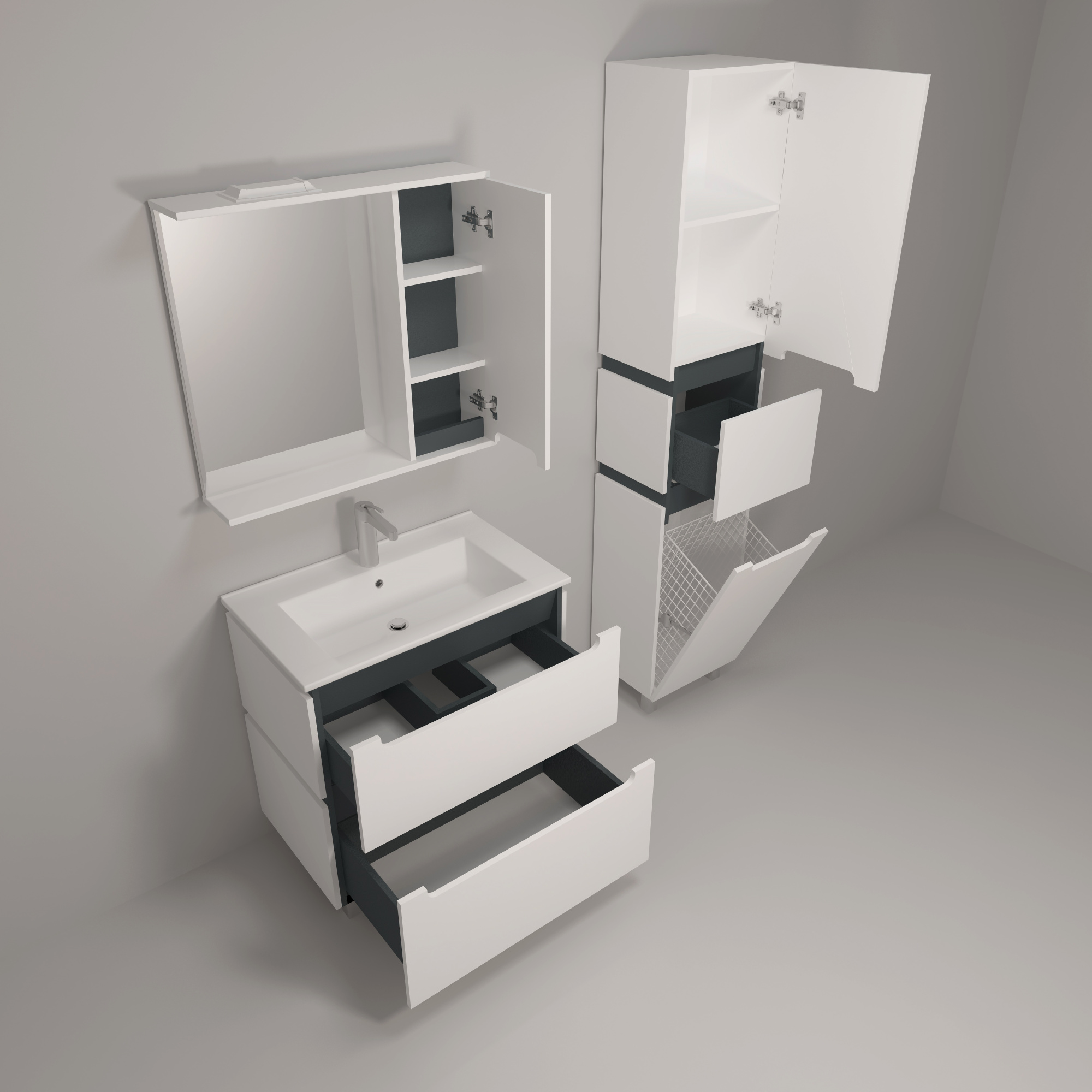 75 Тумба "Vesta 75" №4 (ум. Оскар 750) белый/графит Pur-клей