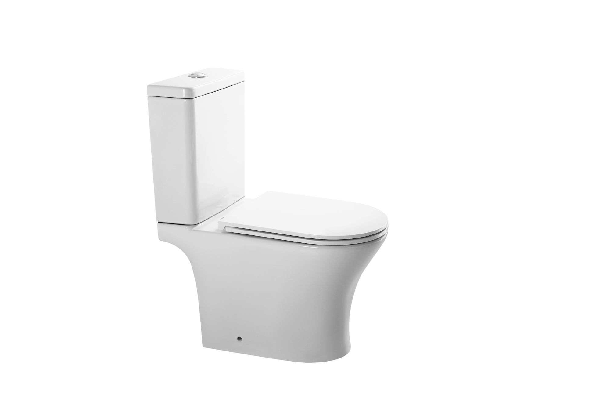 Унитаз-компакт EG301T безободковый круговой смыв, сиденье тонкое ДП, крепления, арматура, горизонтальный выпуск