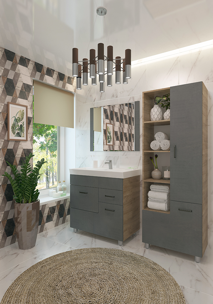 80 Тумба "Catherine 80"  (ум. Фостер 800П/800/COMO 80) серый камень