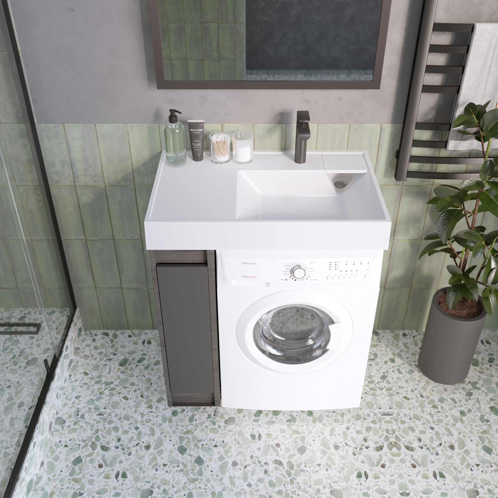 Раковина Vega 80  на стир. машину узкая 800*500*100 (кронштейн, крепление для умывальника)