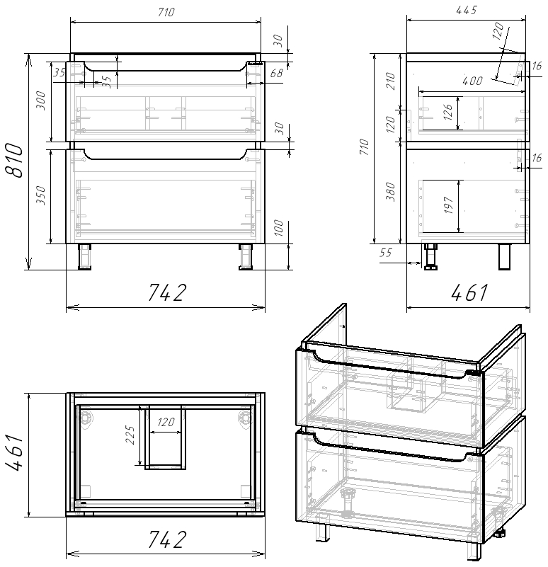 75 Тумба "Vesta 75" №2 (ум. Оскар 750, Quadro 75) графит Pur-клей