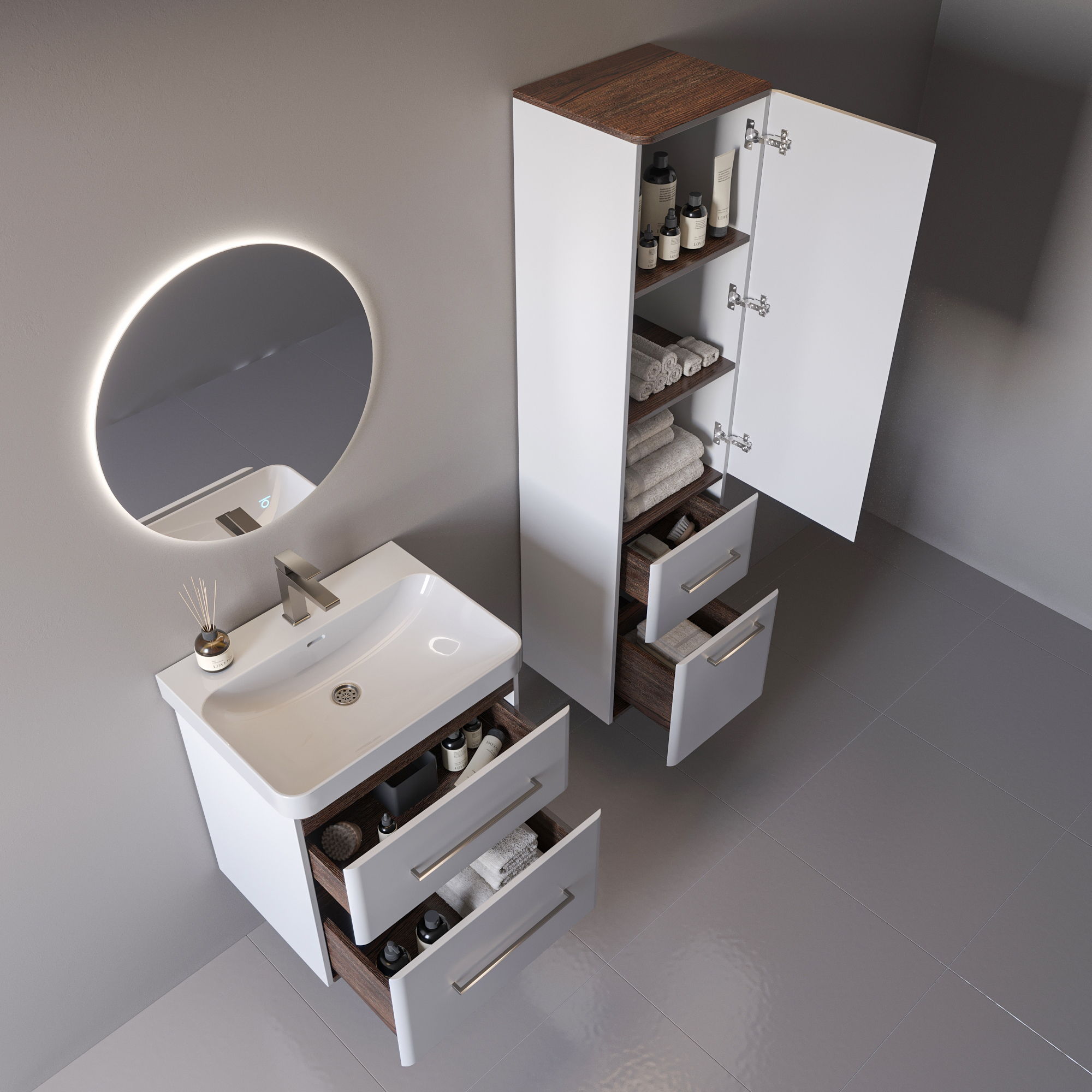 60 Подвесная тумба "Перл 60" белый (ум. Мирра 60)