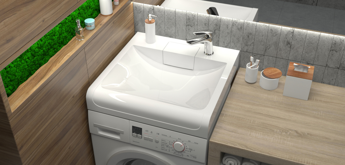 Раковина Аврора V56 на стир. машину 600*600*110 (кронштейны, сифон в компл)  