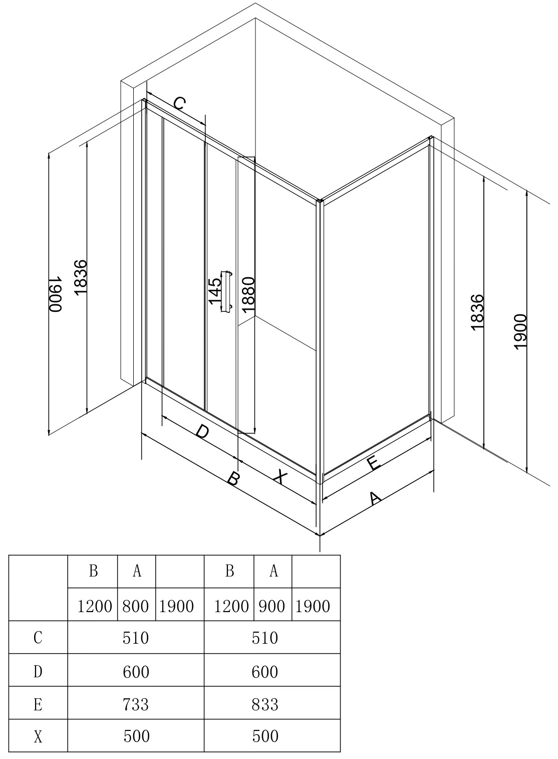 EG2G Душевое ограждение прямоугольное EvaGold 120х90, профиль оружейная сталь, прозрачное стекло