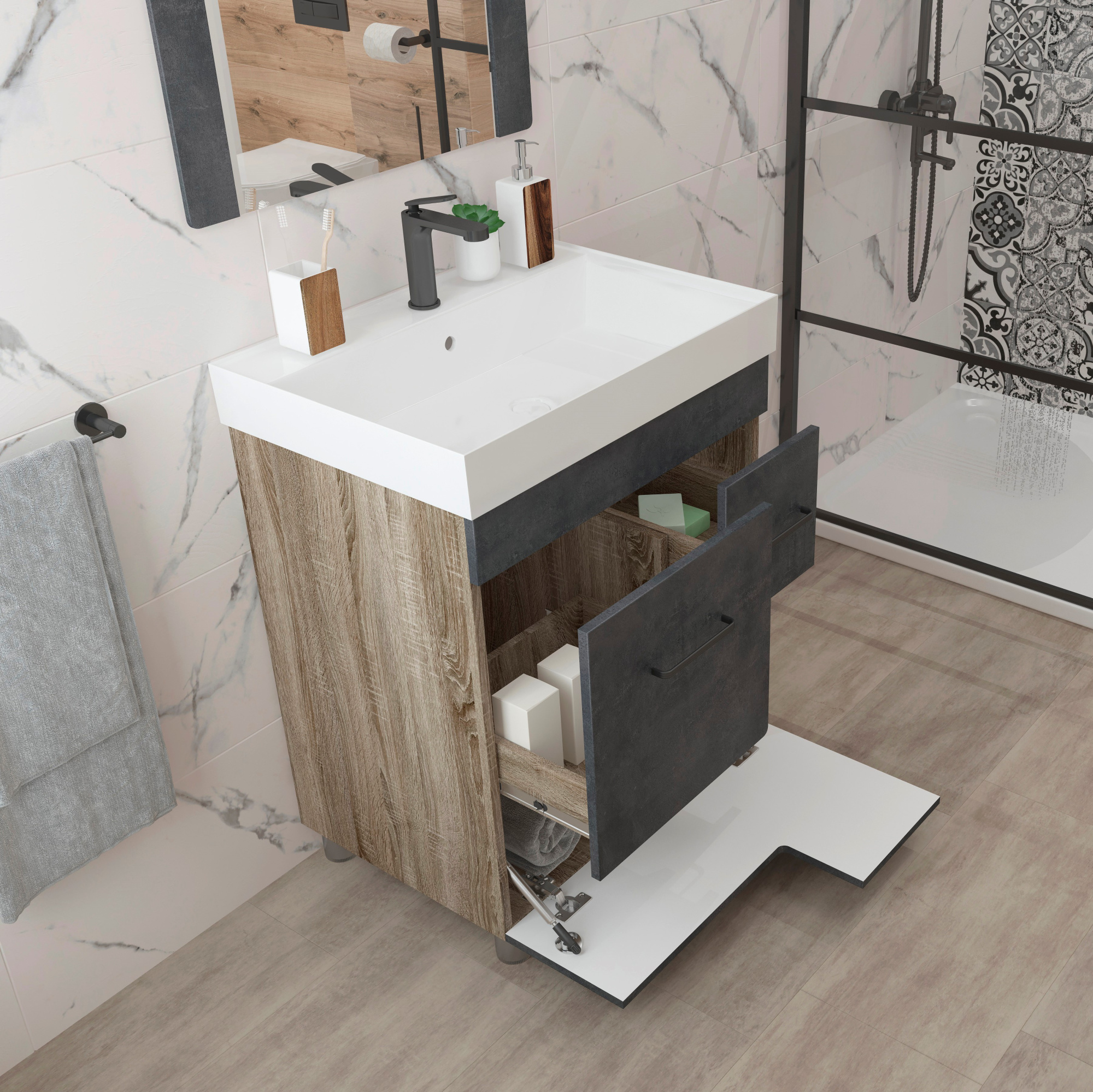 65 Тумба "Catherine 65 №2" (ум. Оскар 650/ Вилис 650) серый камень