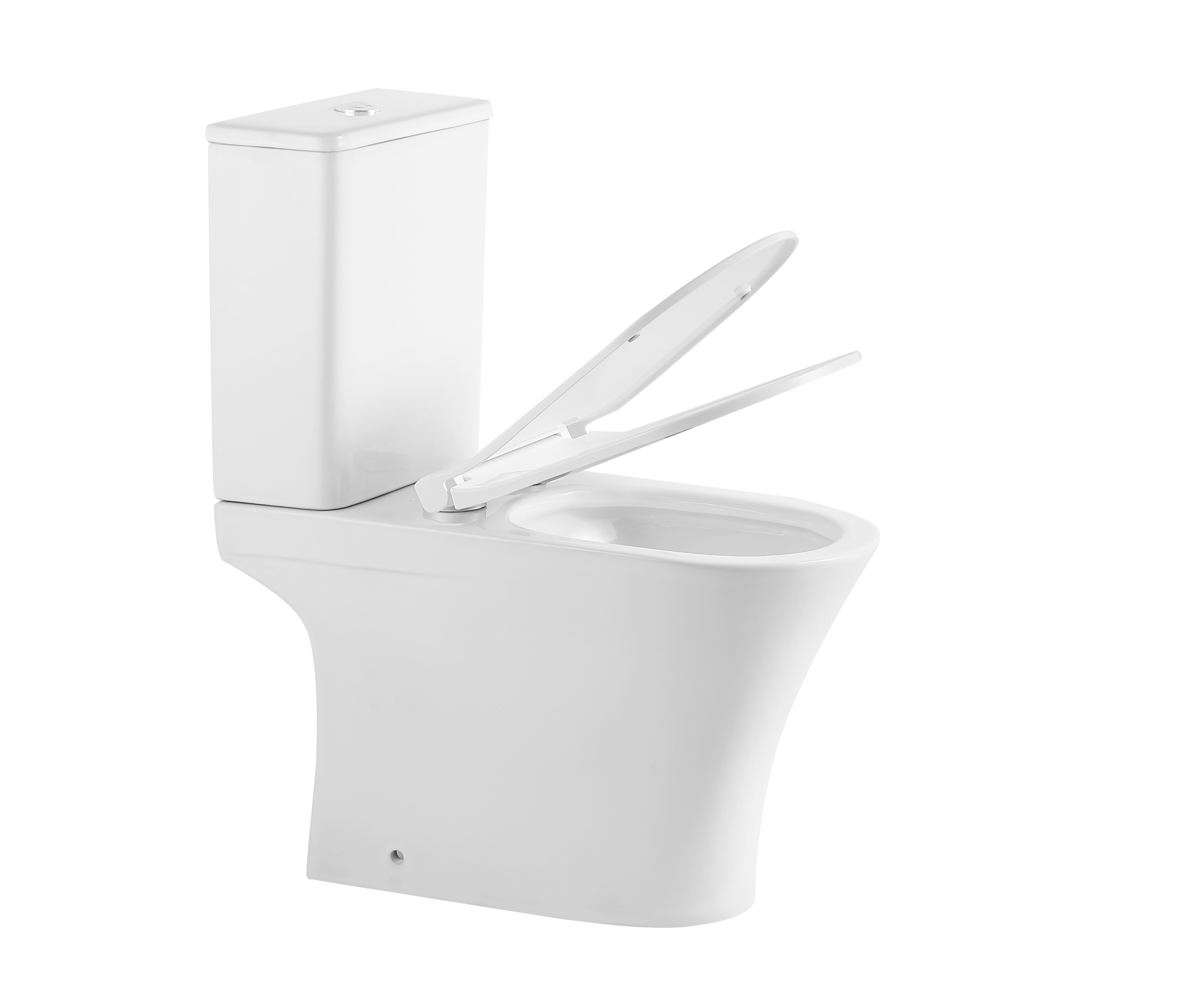 Унитаз-компакт EG306T безободковый круговой смыв, сиденье тонкое ДП, крепления, арматура, горизонтальный выпуск (T2334)