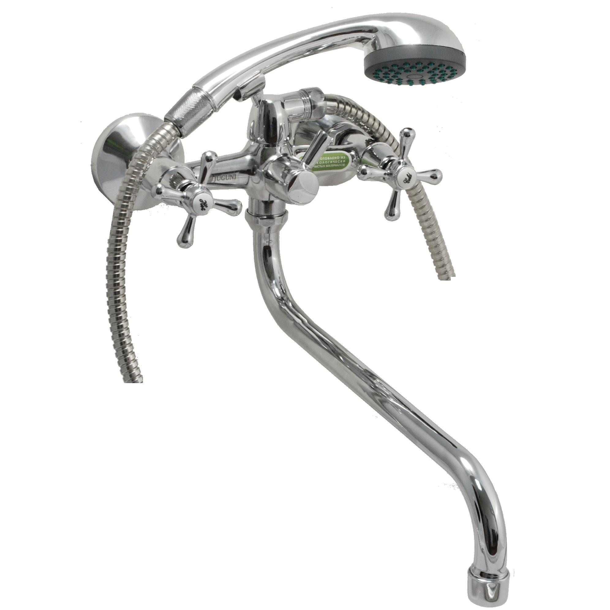 0402.656, Смеситель ванно-душевой двуручн. "Juguni", длин.излив 285 мм, с шлангом и лейкой