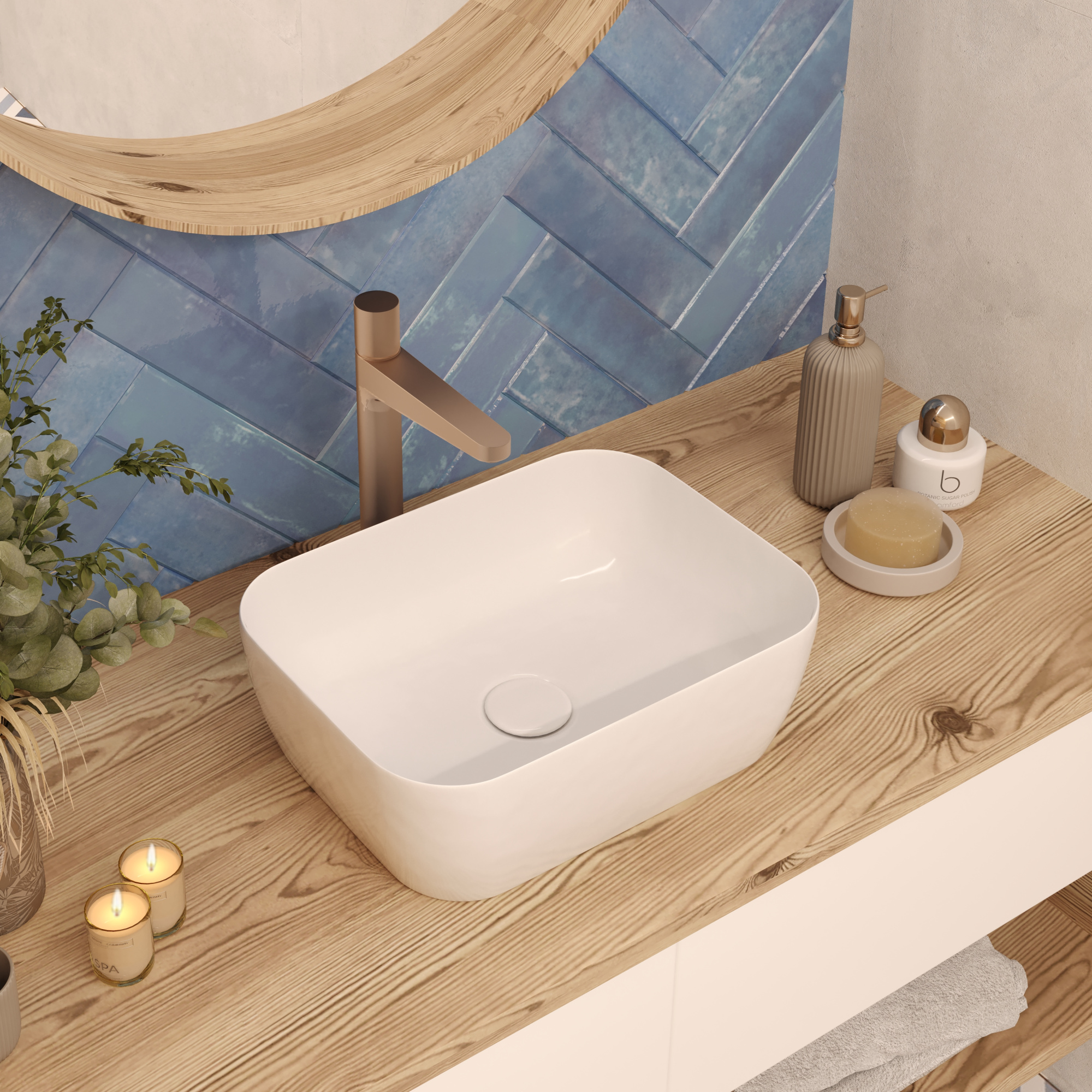 Умывальник накладной A408B прямоугольник без перелива (410*310*140 мм)