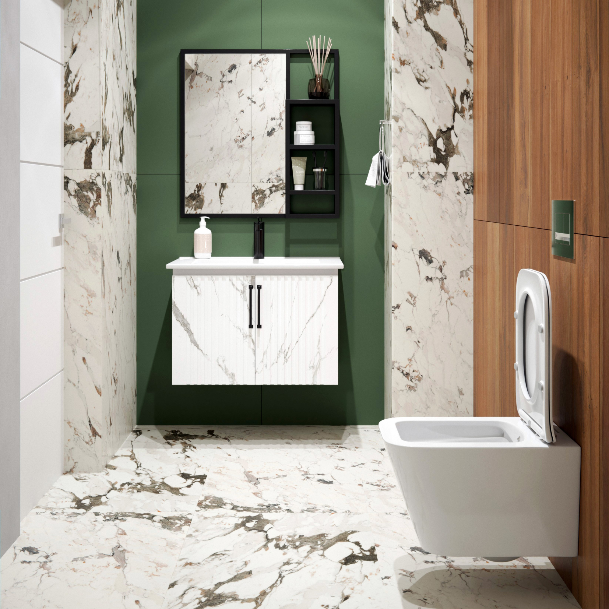 Унитаз подвесной K633B с биде безободковый, сиденье тонкое ДП, крепления