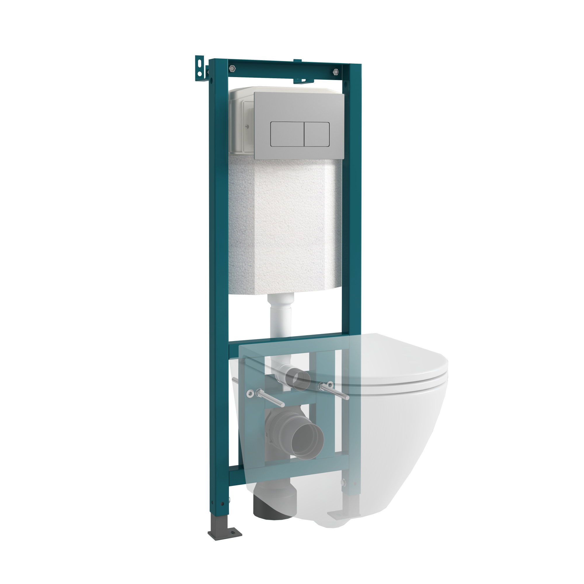 Кнопка смыва EvaGold 07, пластик прямоугольник хром матовый для инсталляции EvaGold 400 и EvaGold500