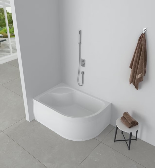 EG230018 Поддон акриловый 120х80х40 левый полукруглый (с сифоном)