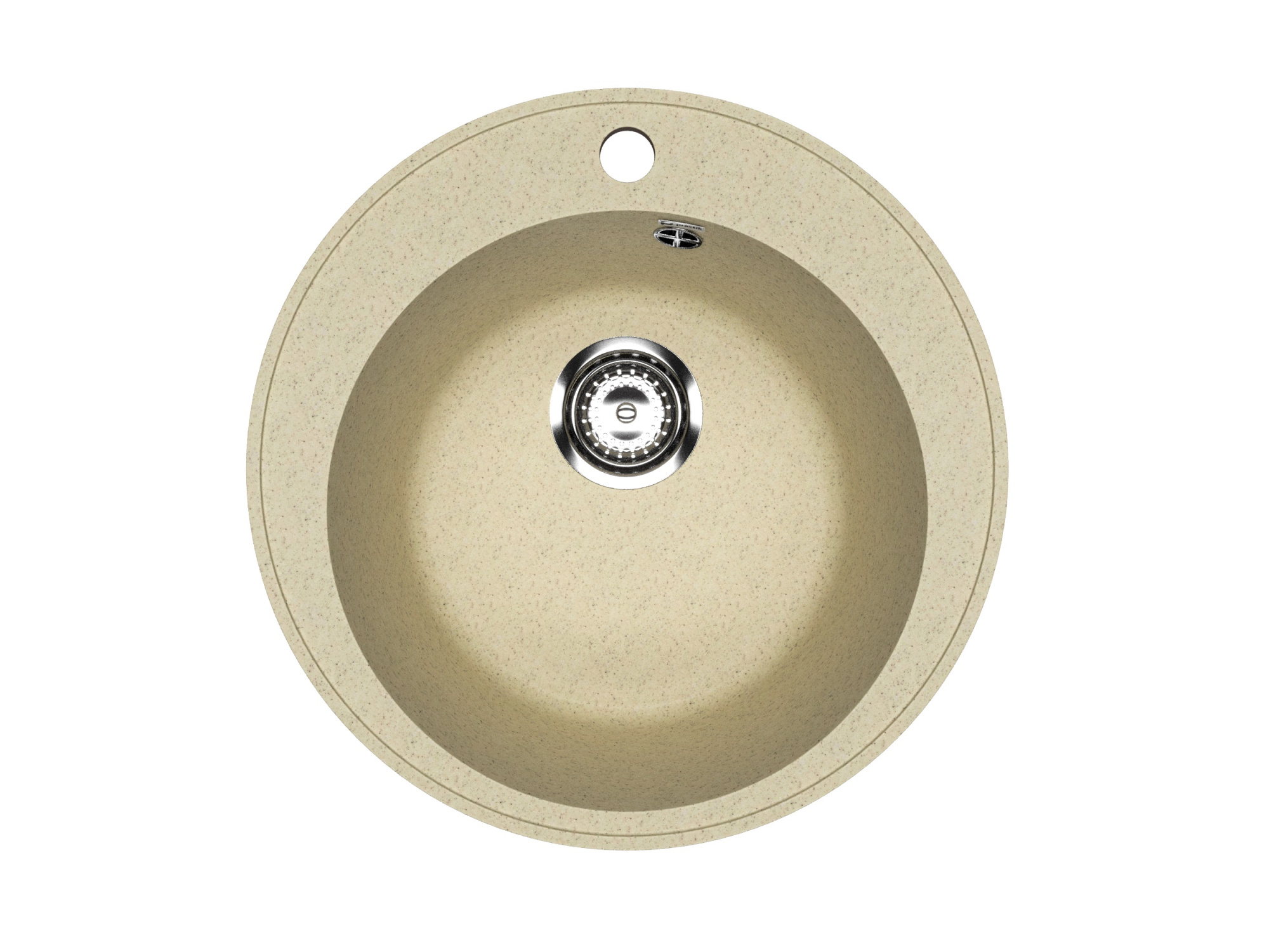 Мойка композит.Practik PR-M 475-002 КРУГЛАЯ слоновая кость 475*475*195 без сифона