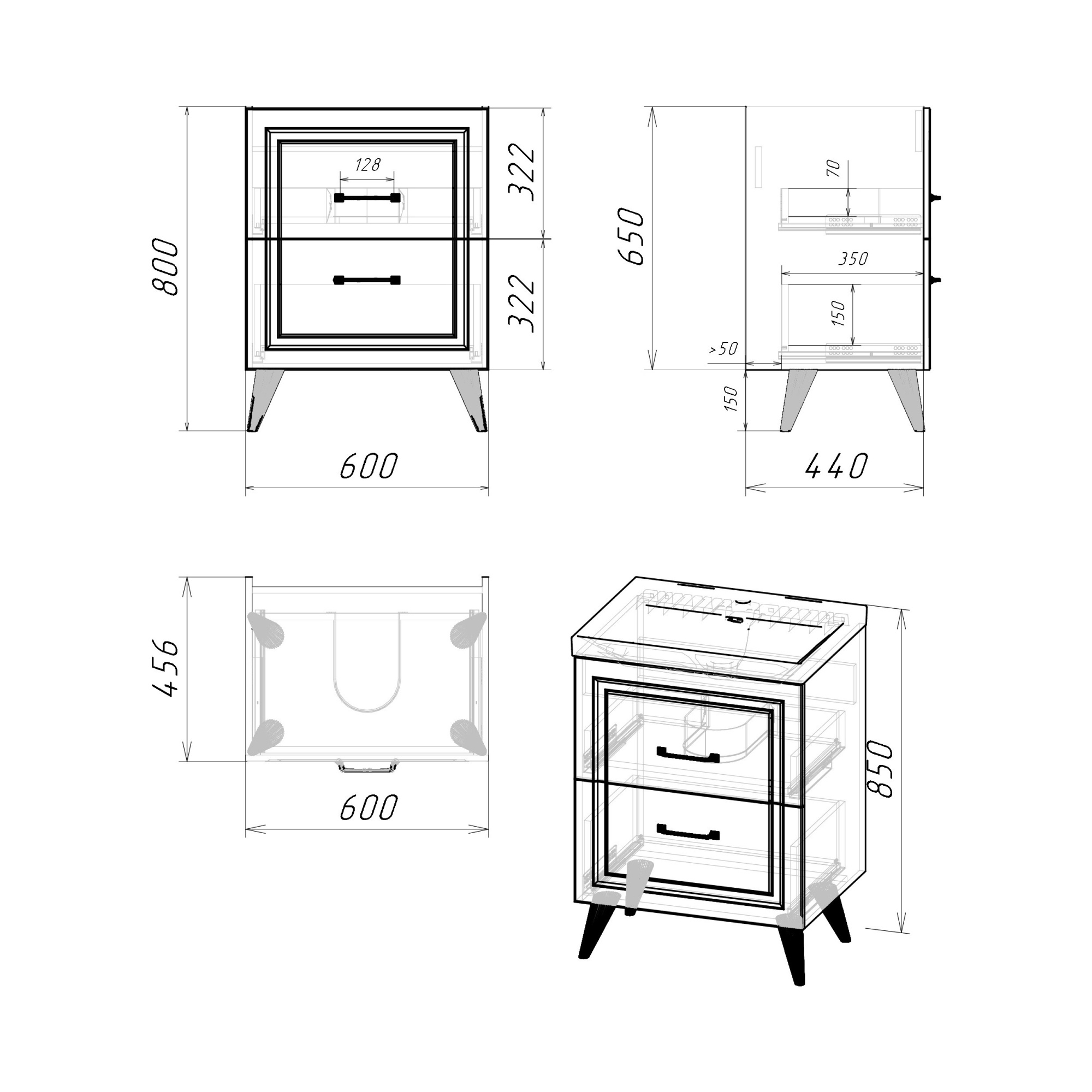 60 Тумба Орлеан 60 (ум. Эстель 60), (универсальная, цвет серый)