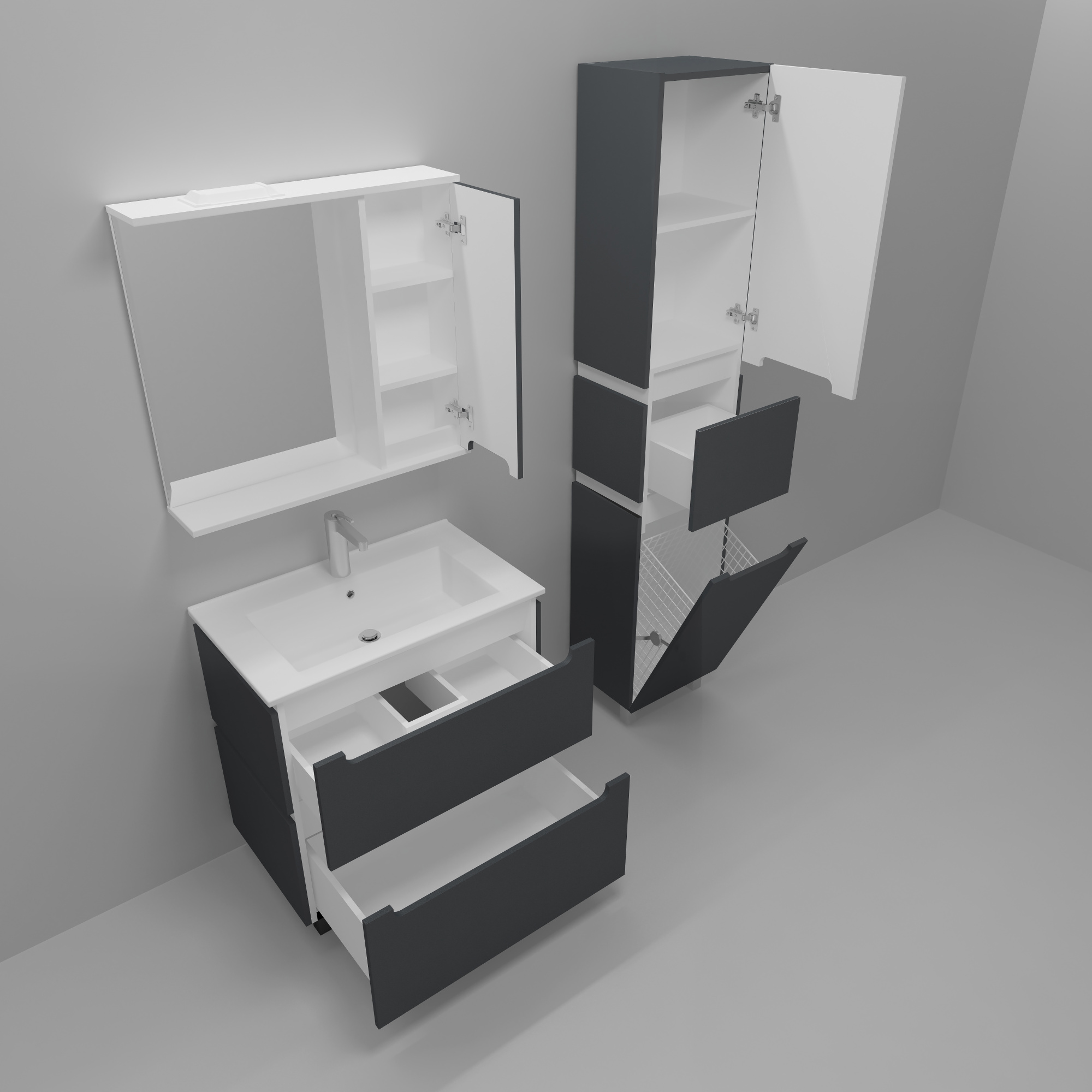 40 Пенал-шкаф "Vesta 40" №2 графит Pur-клей