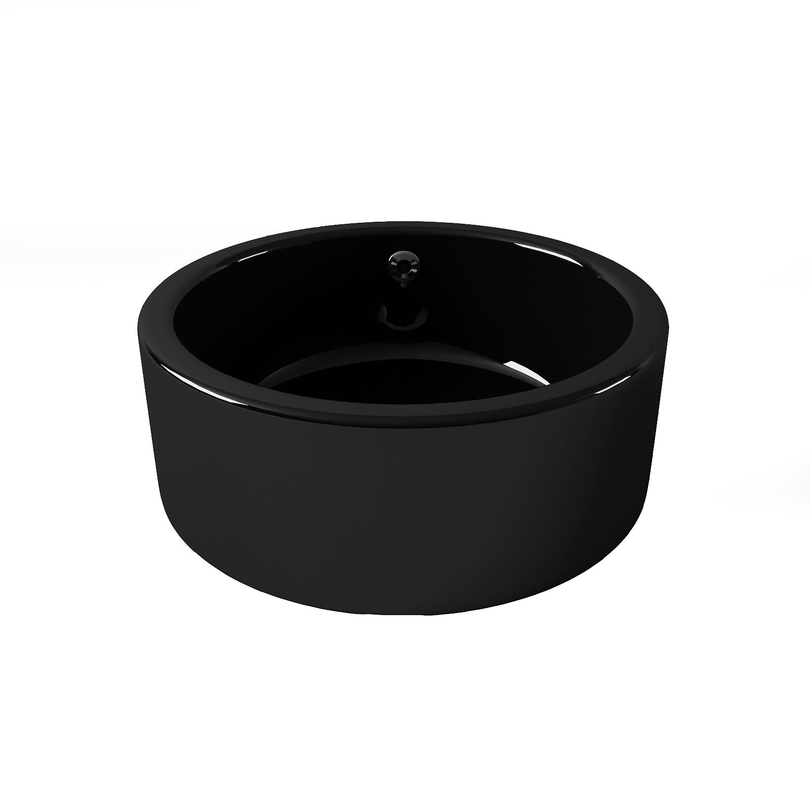 Умывальник накладной A028BG черный круглый с переливом (415*415*155 мм)