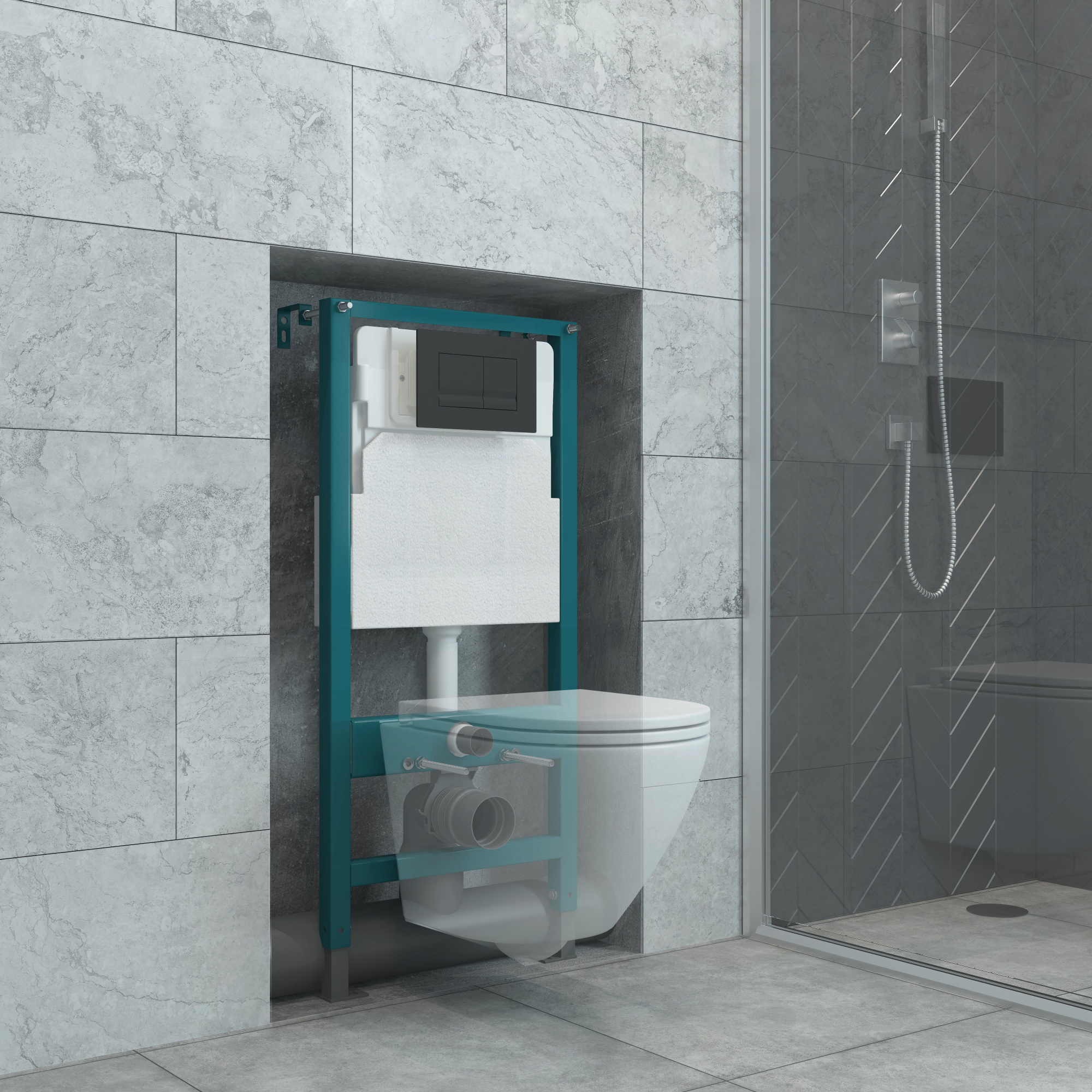 Кнопка смыва EvaGold 01, пластик квадрат черный матовый для инсталляции EvaGold 400 и EvaGold 500