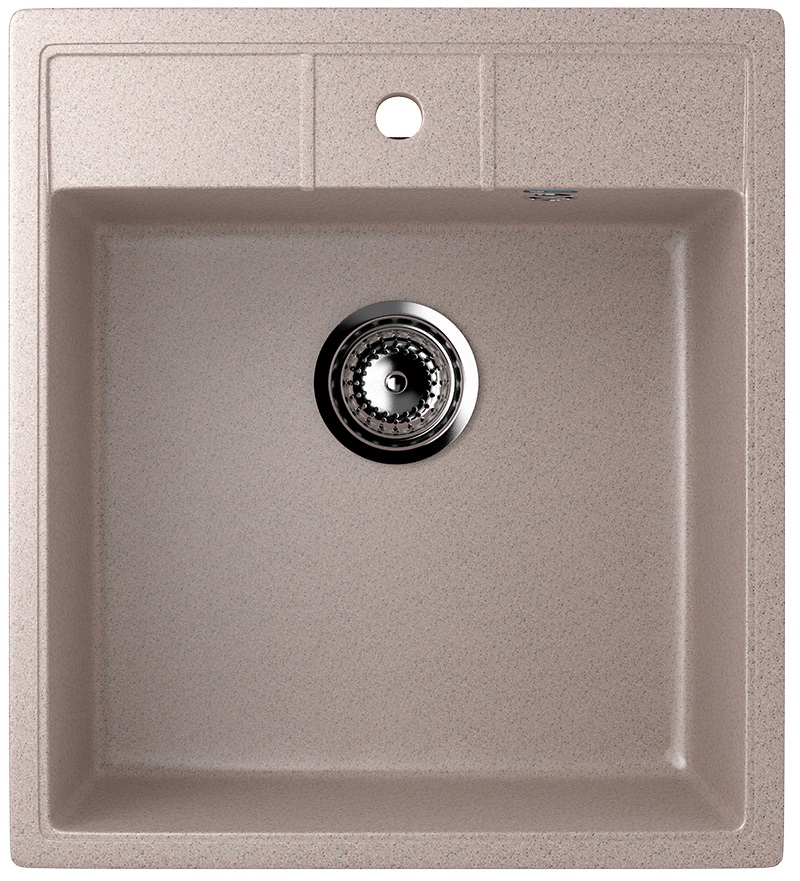 Мойка композит.Ulgran U-406 КВАДРАТНАЯ 302 песочный 450*500*210  с сифоном