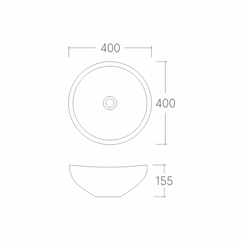 Умывальник накладной A025 круг без перелива (400*400*155 мм)