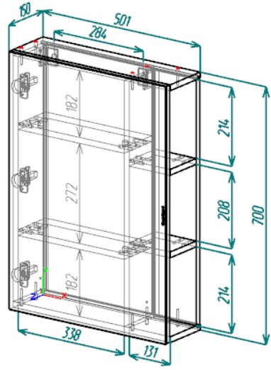 50 Зеркало-шкаф "Даймонд 50" (в разборе) Белый