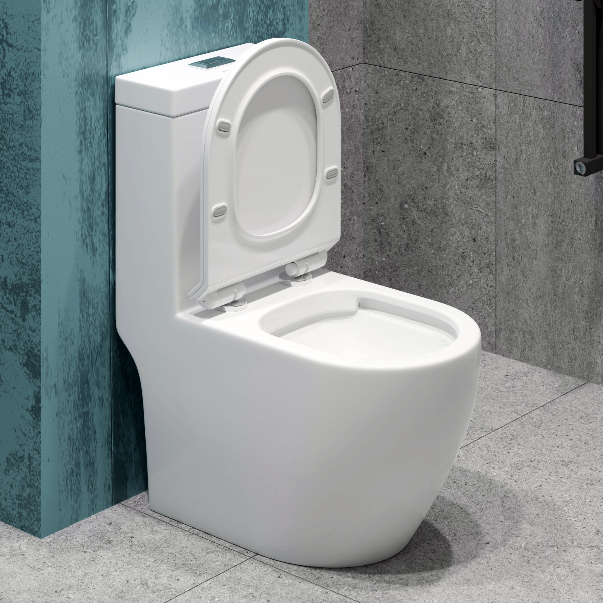 Унитаз-моноблок 5005 безободковый, сиденье тонкое ДП, арматура (с гофрой и подводкой)