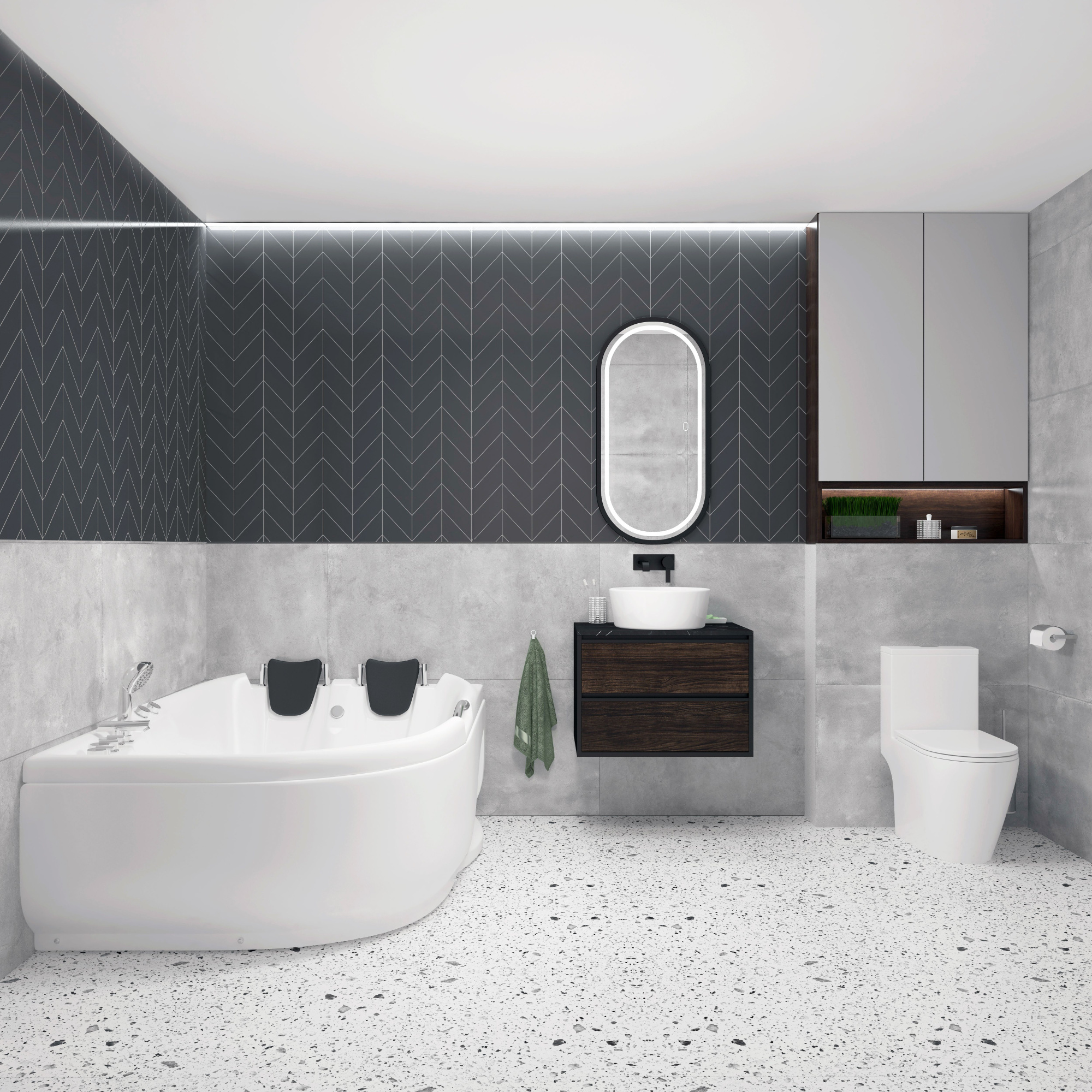 Ванна ГМ 1200*1700*650 с насосом OLB-807 R с переливом