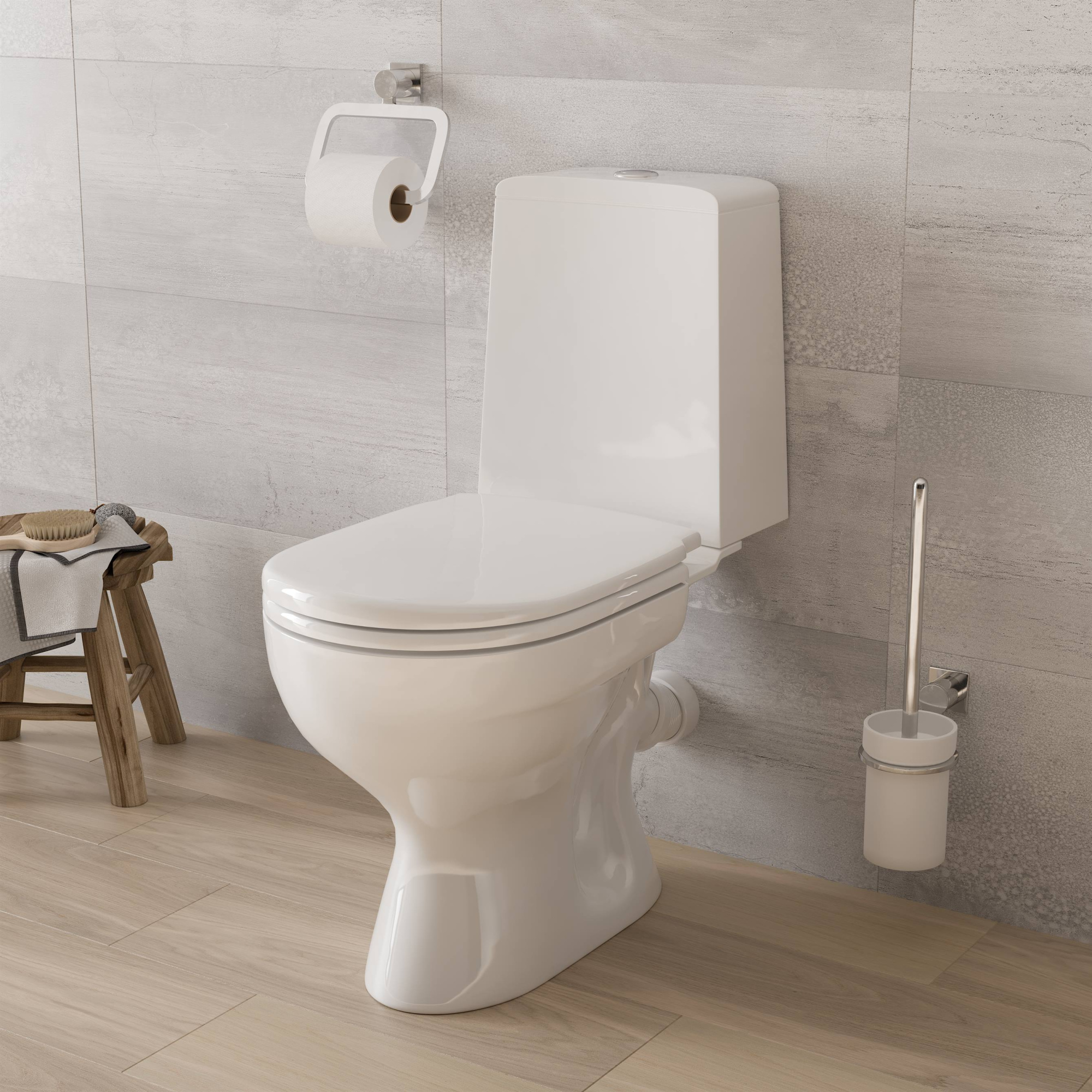 Унитаз-компакт "W 102" GESSO  кос.выпуск, ниж.подвод, 1 уров. арматура, сид. полипропилен