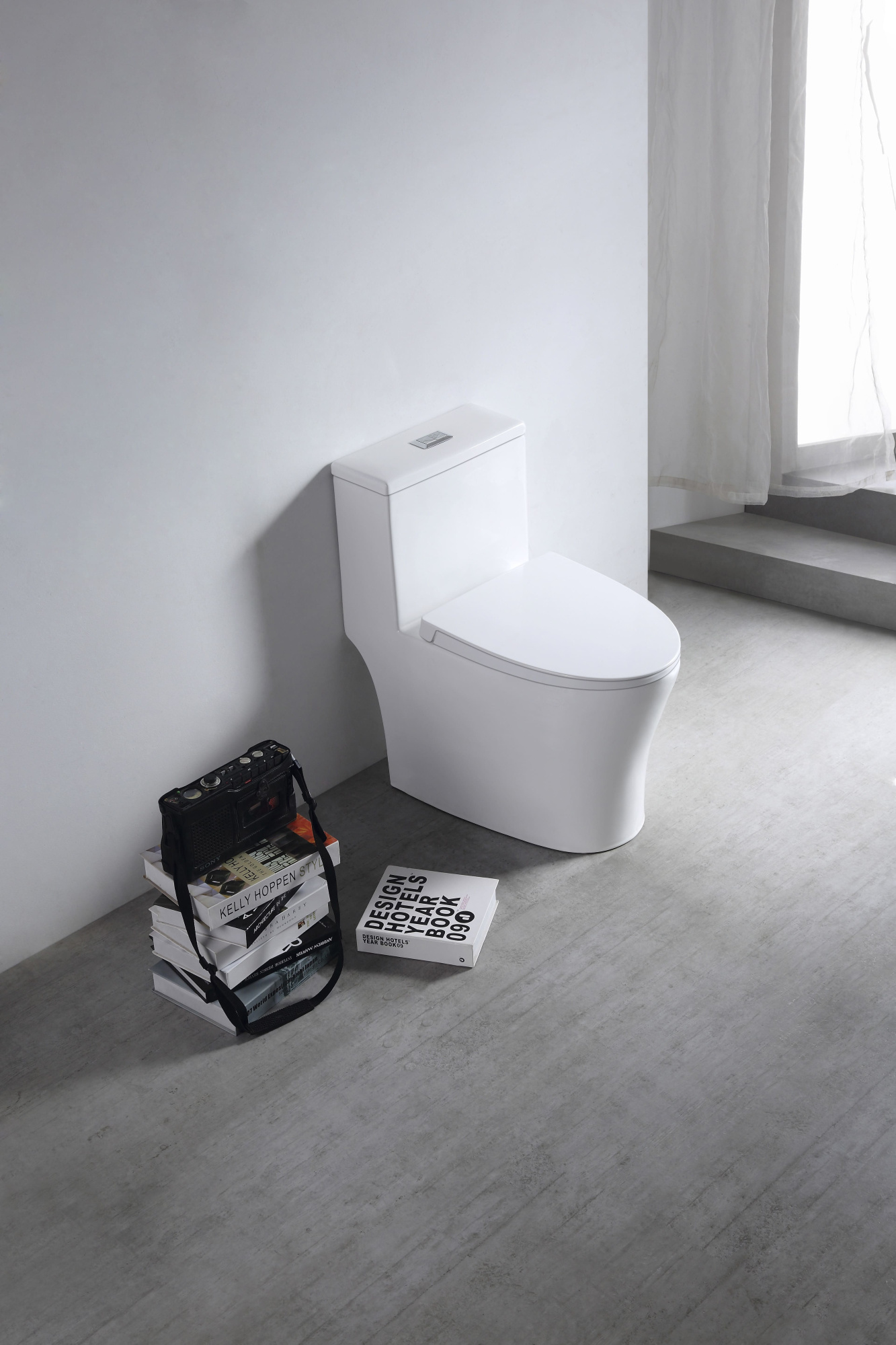 Унитаз-моноблок SM9609 безободковый, сиденье тонкое ДП, арматура (с гофрой и подводкой)