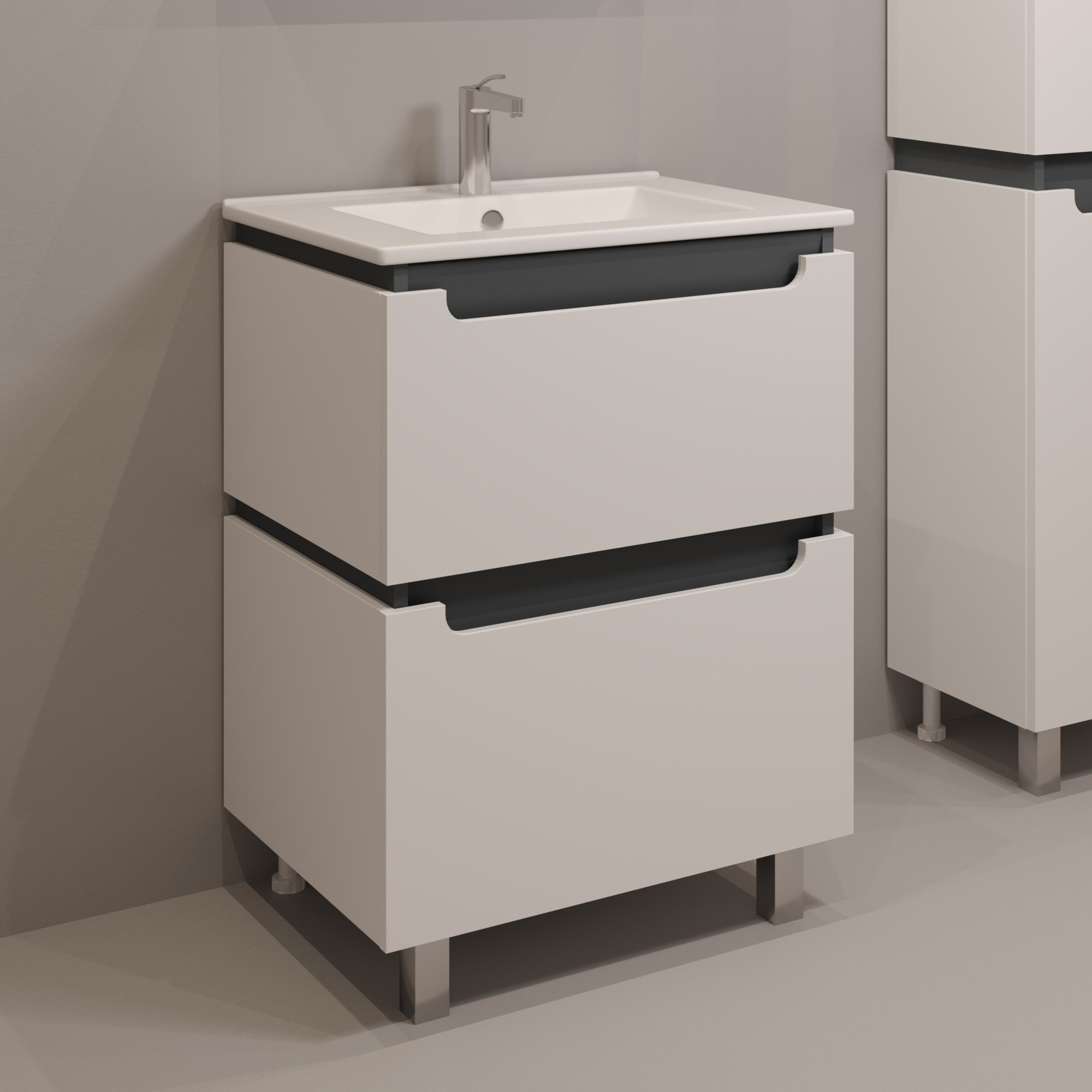 60 Тумба "Vesta 60" №4 (ум. Como 60) белый/графит Pur-клей