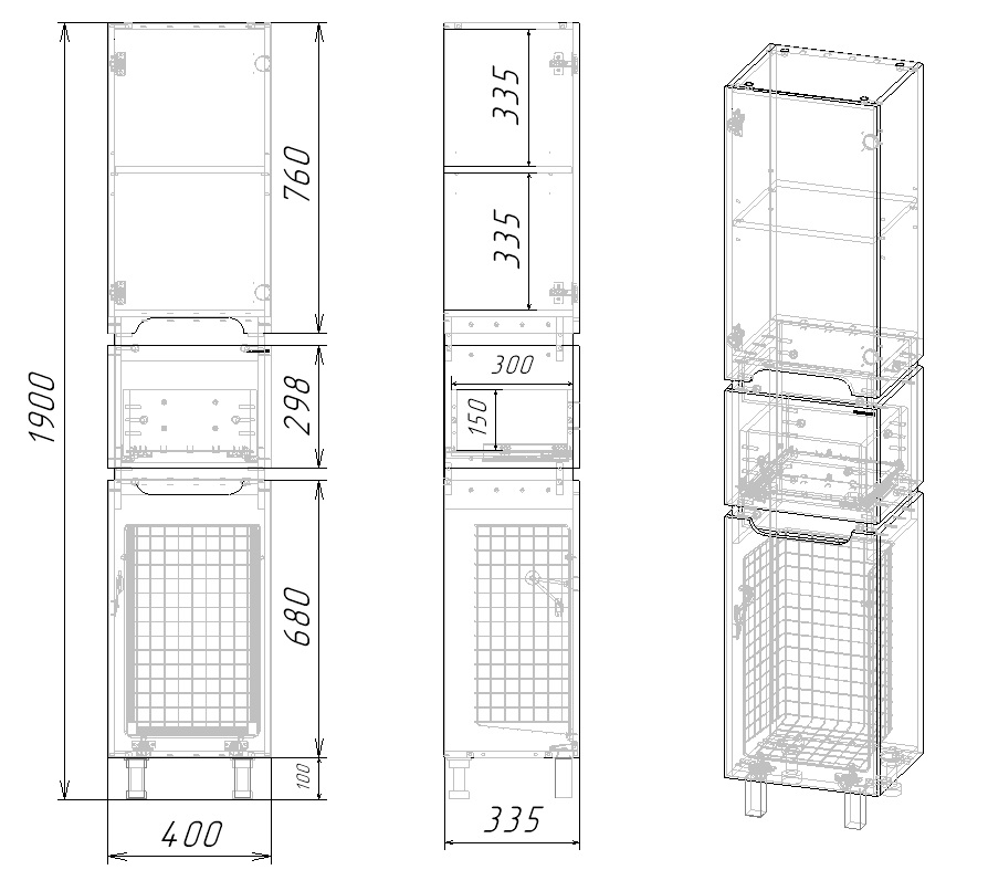 40 Пенал-шкаф "Vesta 40" №3 белый глянец Pur-клей