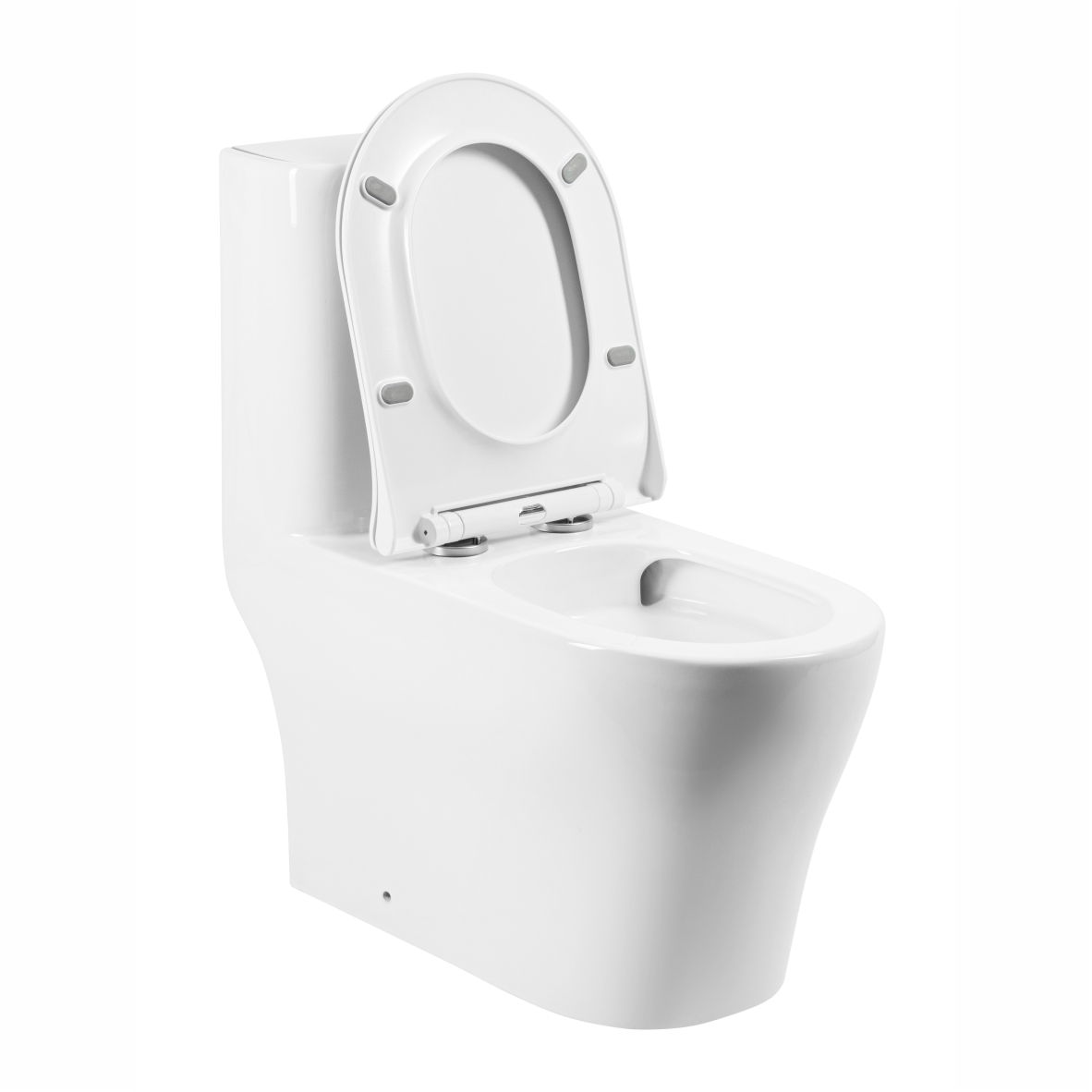 Унитаз-моноблок T1085 безободковый круговой смыв, сиденье тонкое ДП, арматура (с гофрой и подводкой)