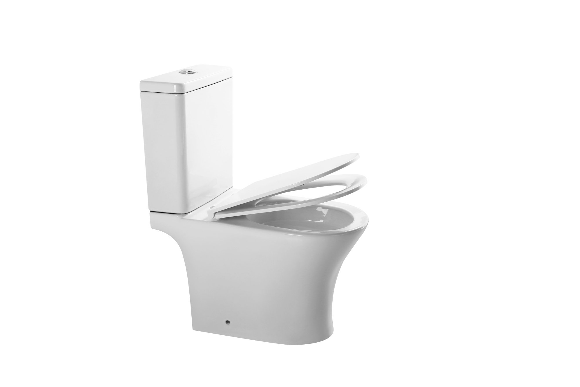 Унитаз-компакт EG301T безободковый круговой смыв, сиденье тонкое ДП, крепления, арматура, горизонтальный выпуск