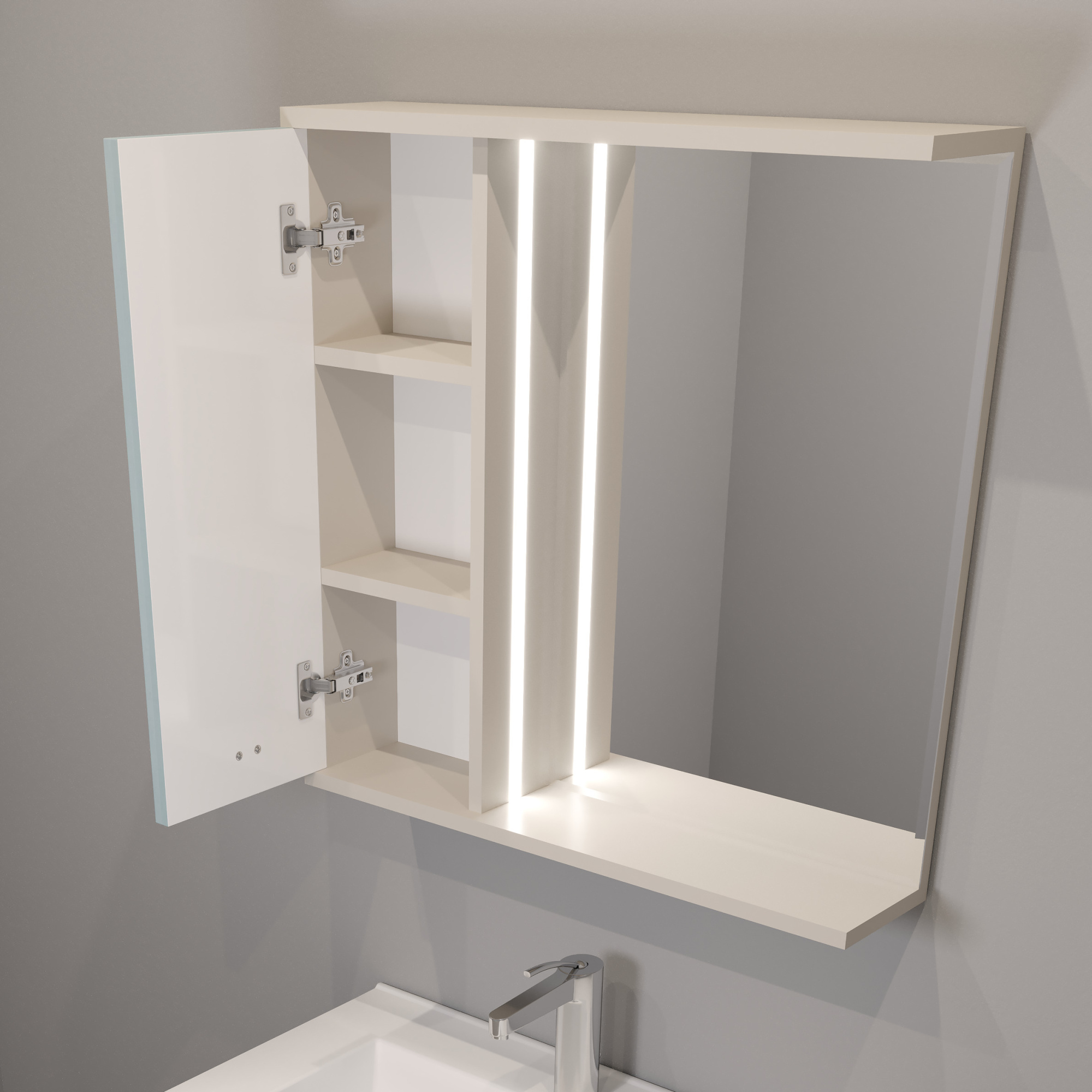 75 Зеркало-шкаф "Sky 75" №2 (индиго/кашемир)