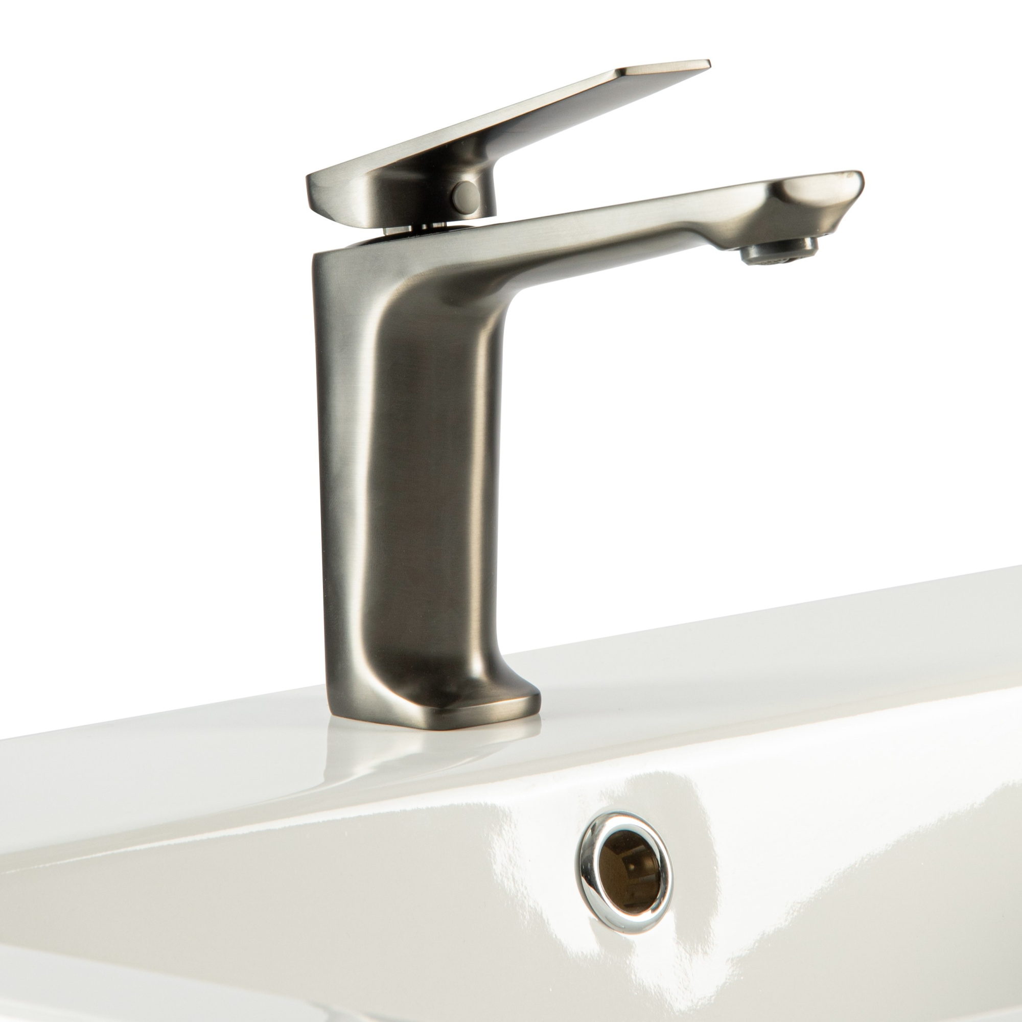 Смеситель для раковины Веллар, оружейная сталь, латунь, EvaGold