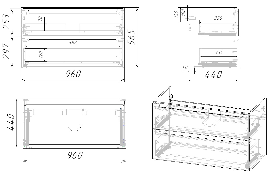 100 Подвесная тумба "Paola 100" №2 (ум. Миранда 100, Грэмми 1000, Line 1000)