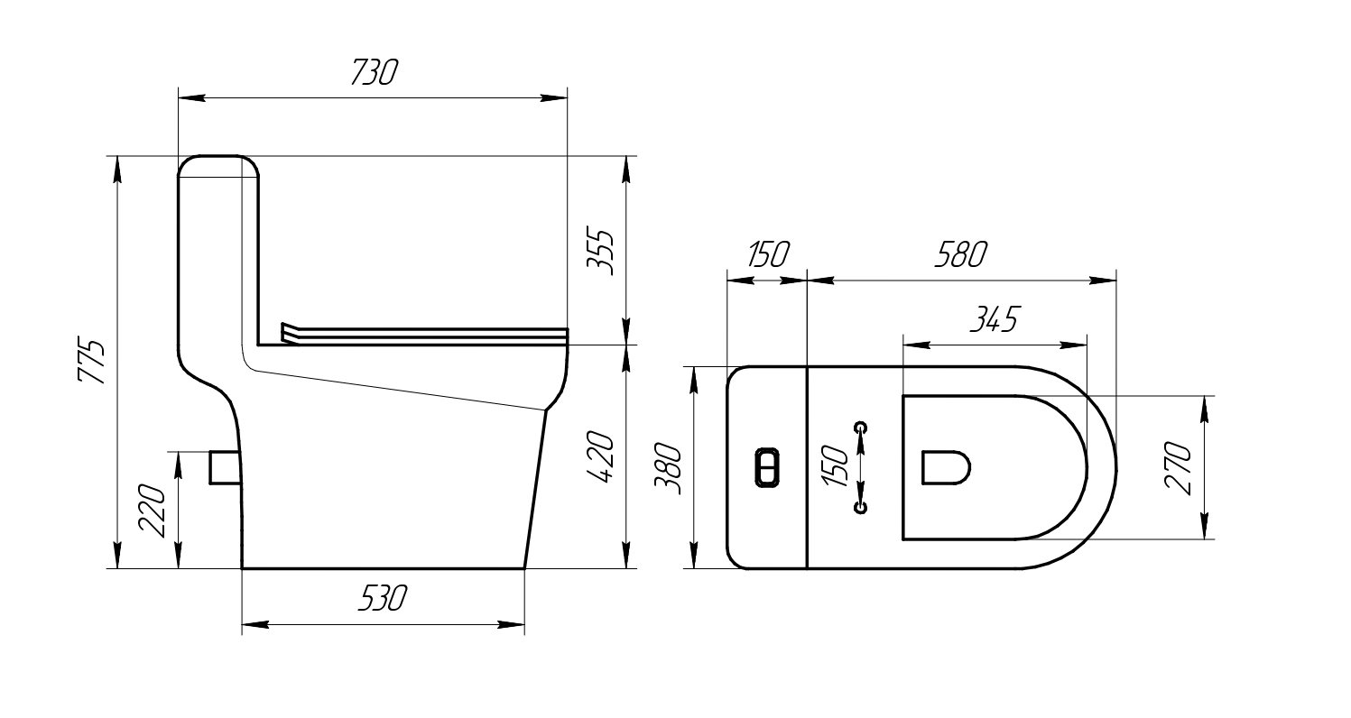 Унитаз-моноблок SM9610R безободковый, сиденье тонкое ДП, арматура (с гофрой и подводкой)