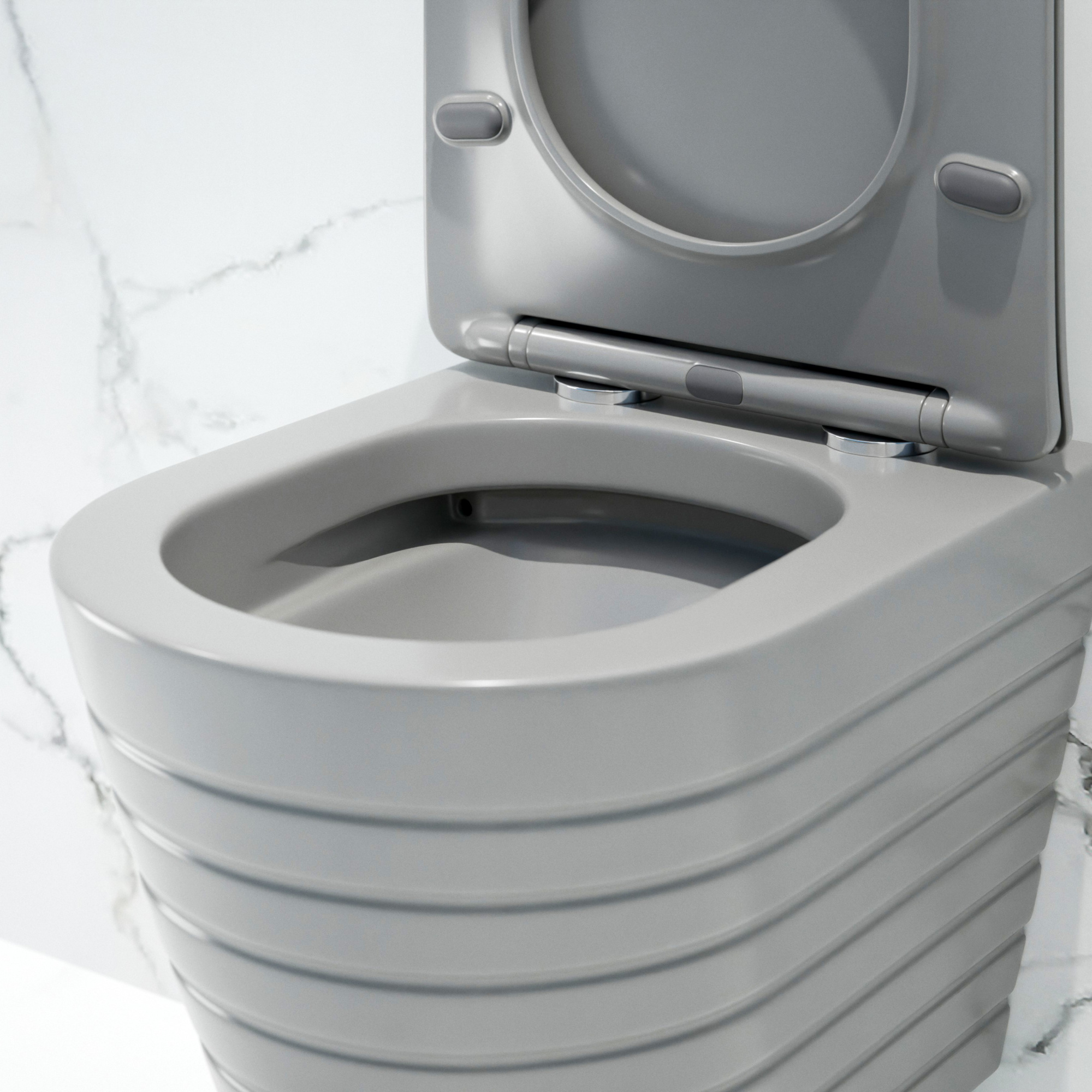 Унитаз подвесной K703GM серый матовый безободковый, сиденье тонкое ДП, крепления