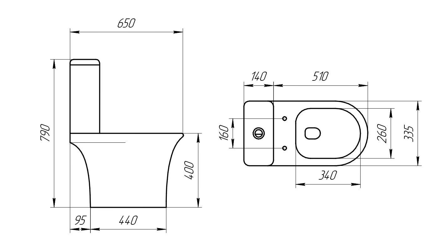 T2334 Унитаз-компакт, безободковый круговой смыв, сиденье тонкое ДП, крепления, арматура, горизонтальный выпуск