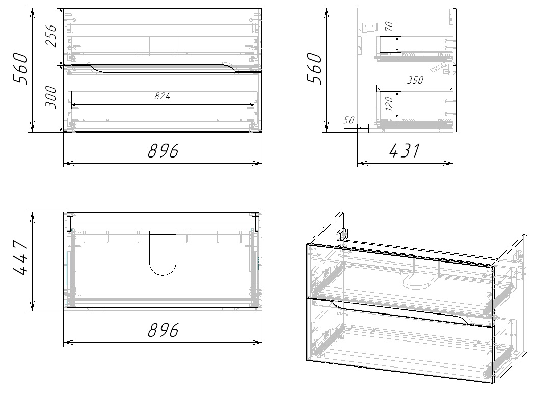 90 Тумба подвесная Шелл 90 (ум. Line 90)