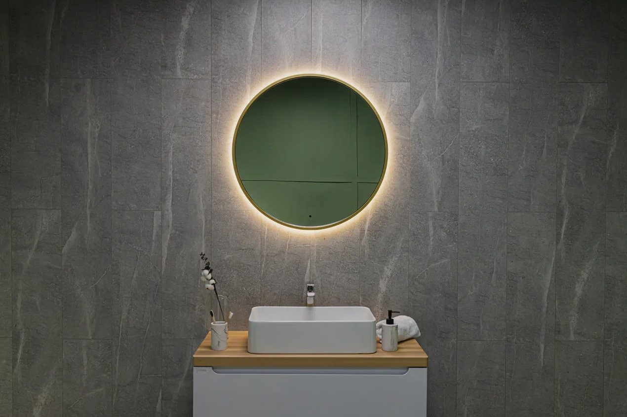 Зеркало Roland D800-TX (метал. рама, цвет золото, беск. сенсор)